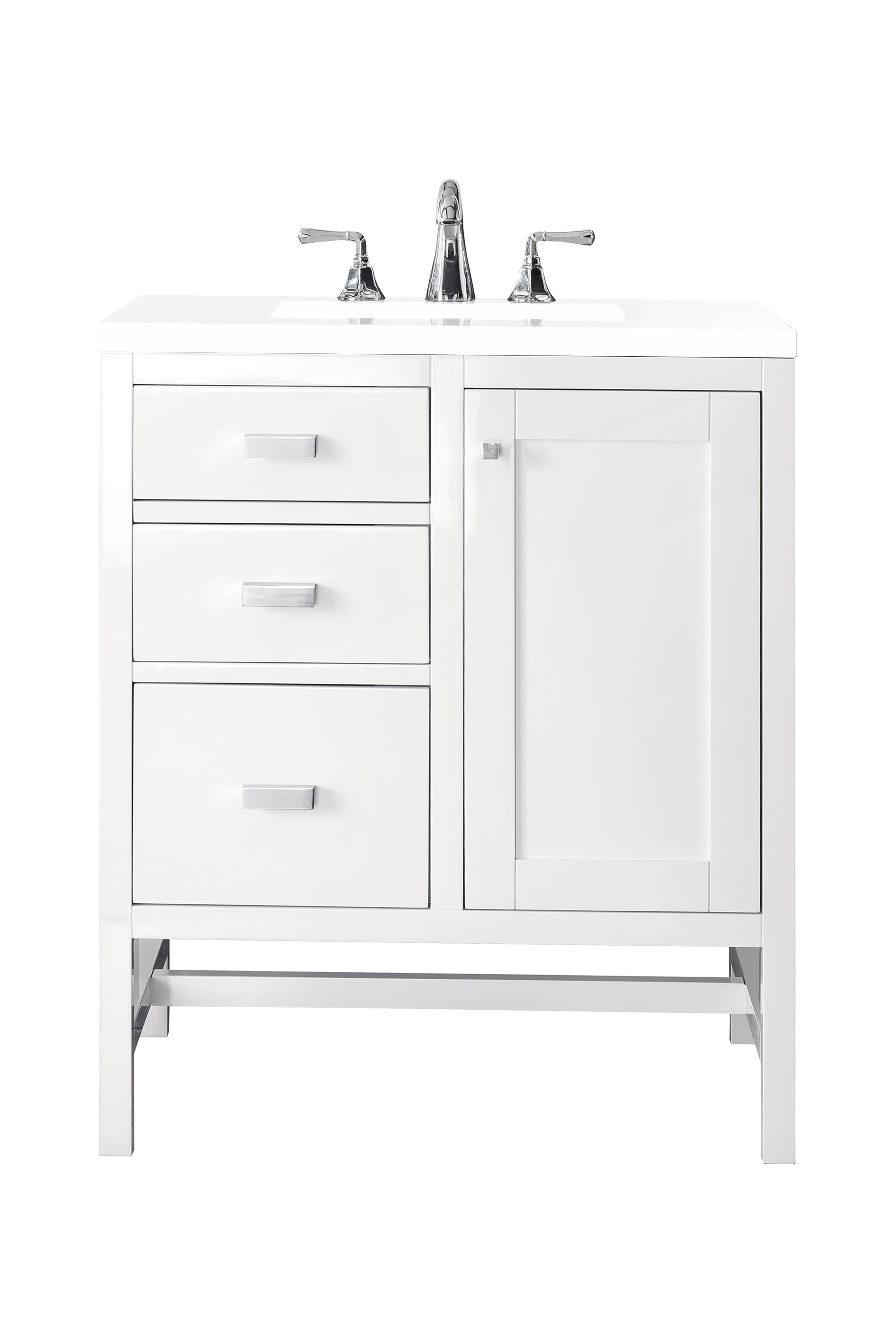 James Martin Addison 30" Single Vanity in Glossy White with 3cm Countertop