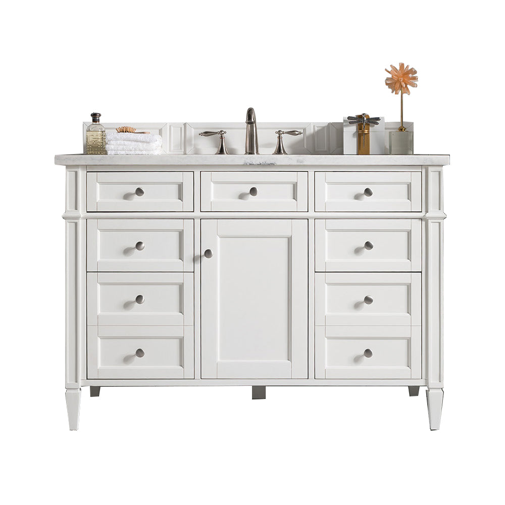 James Martin Brittany 48" Single Vanity in Bright White with 3cm Countertop and FreePower Wireless Charger