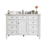 James Martin Brittany 48" Single Vanity in Bright White with 3cm Countertop and FreePower Wireless Charger