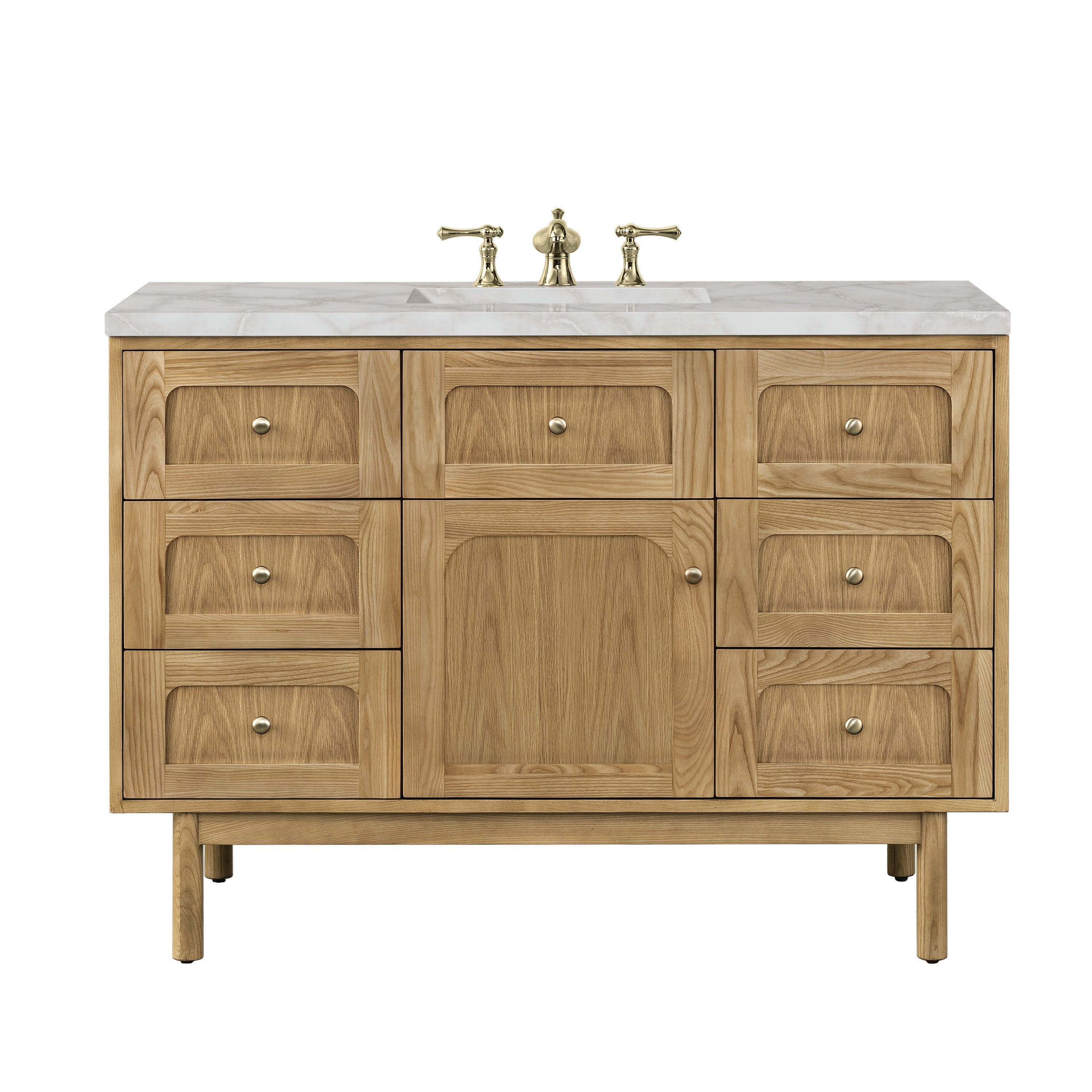 James Martin Laurent 48" Single Vanity in Light Natural Oak with 3cm Countertop and FreePower Wireless Charger