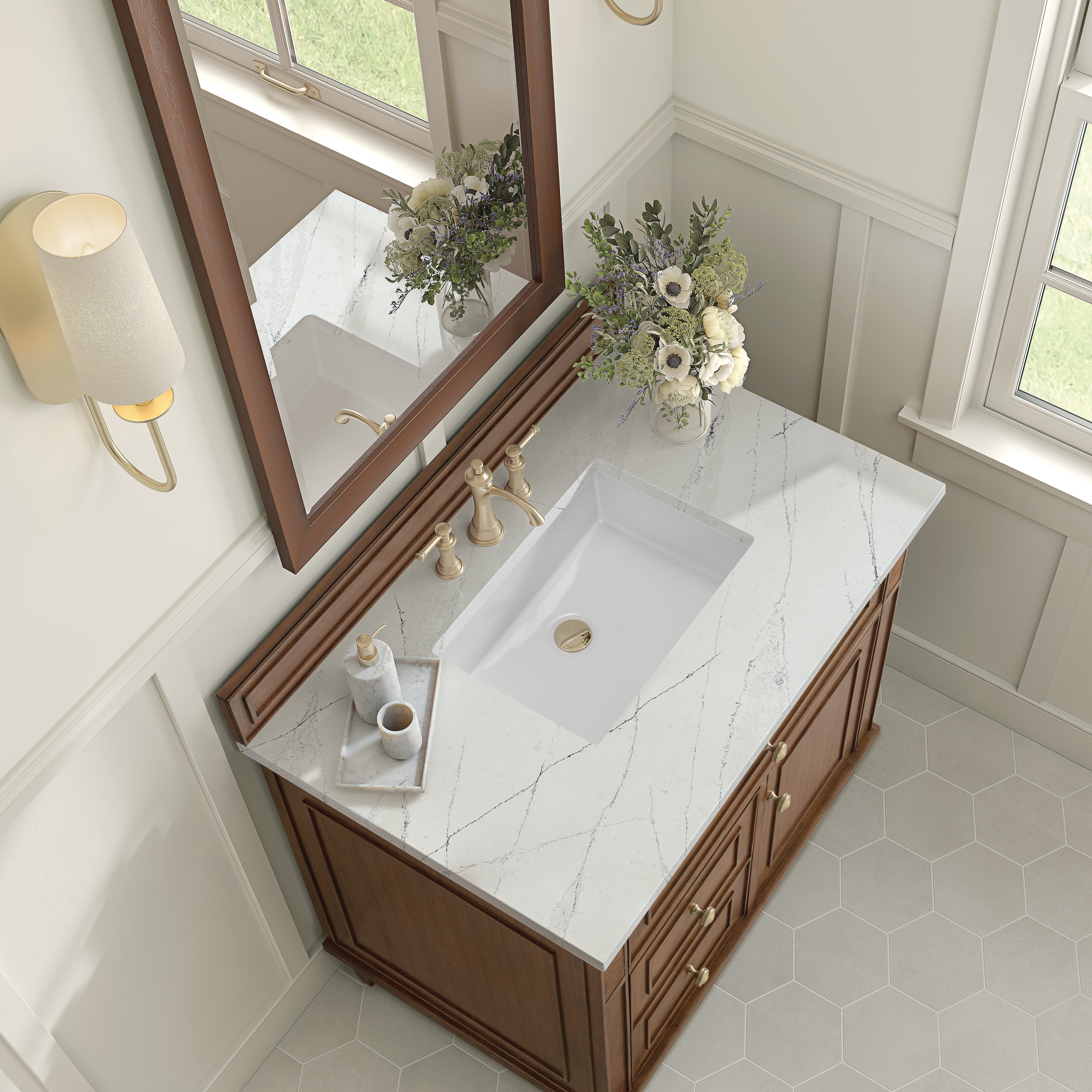 James Martin Lorelai 36" Single Vanity in Mid-Century Walnut with 3cm Countertop