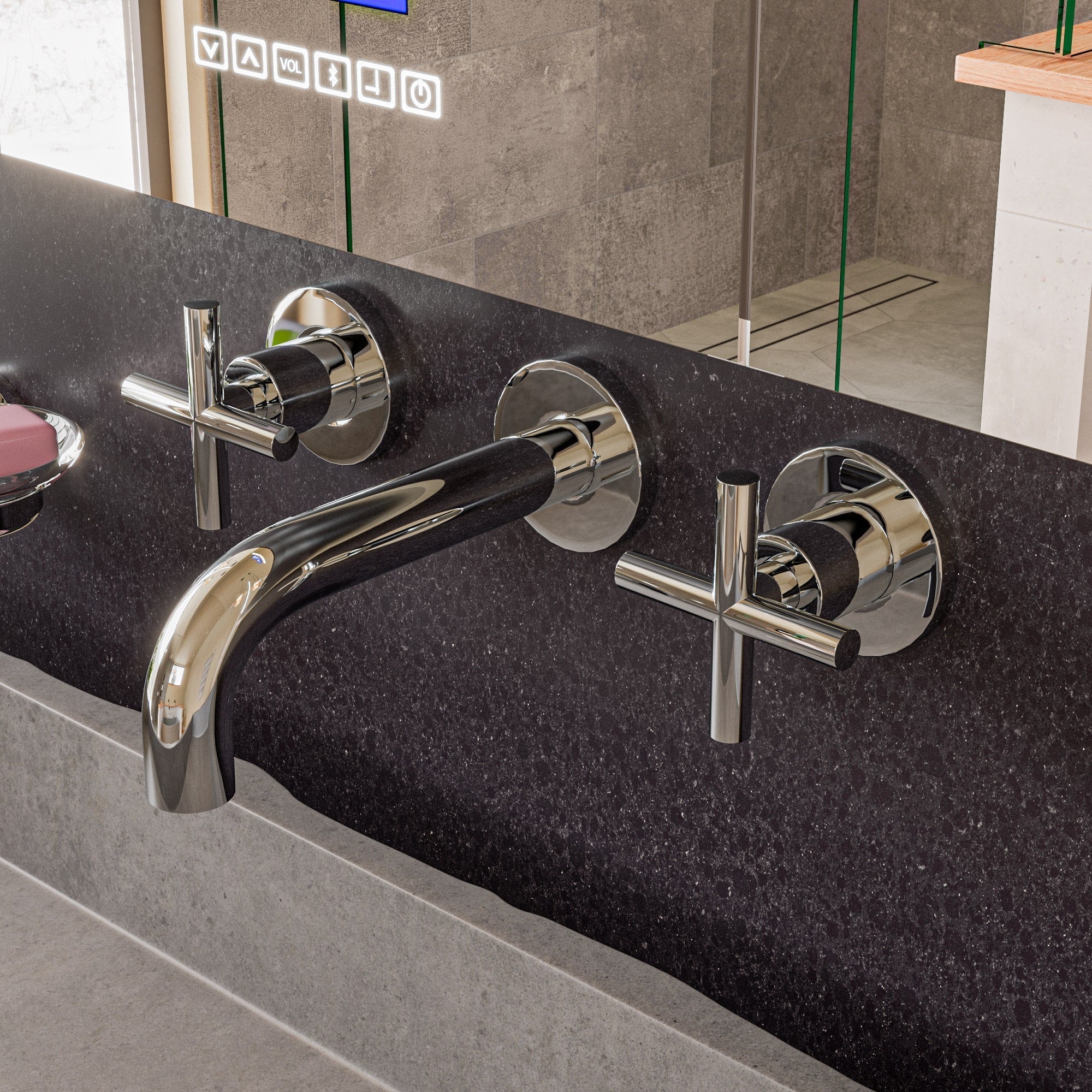 ALFI brand AB1035 8" Widespread Wall-Mounted Cross Handle Faucet
