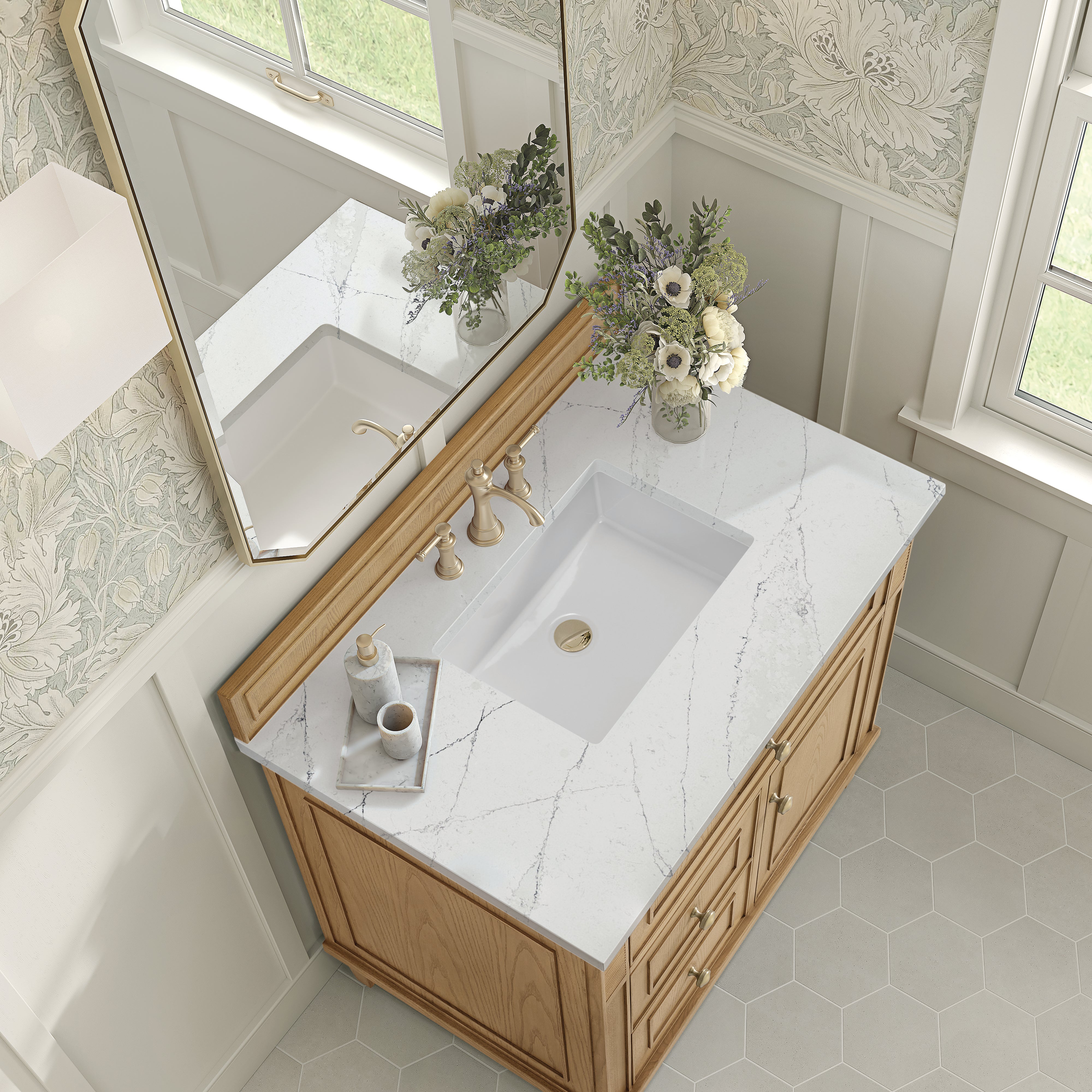 James Martin Lorelai 36" Single Vanity in Light Natural Oak with 3cm Countertop