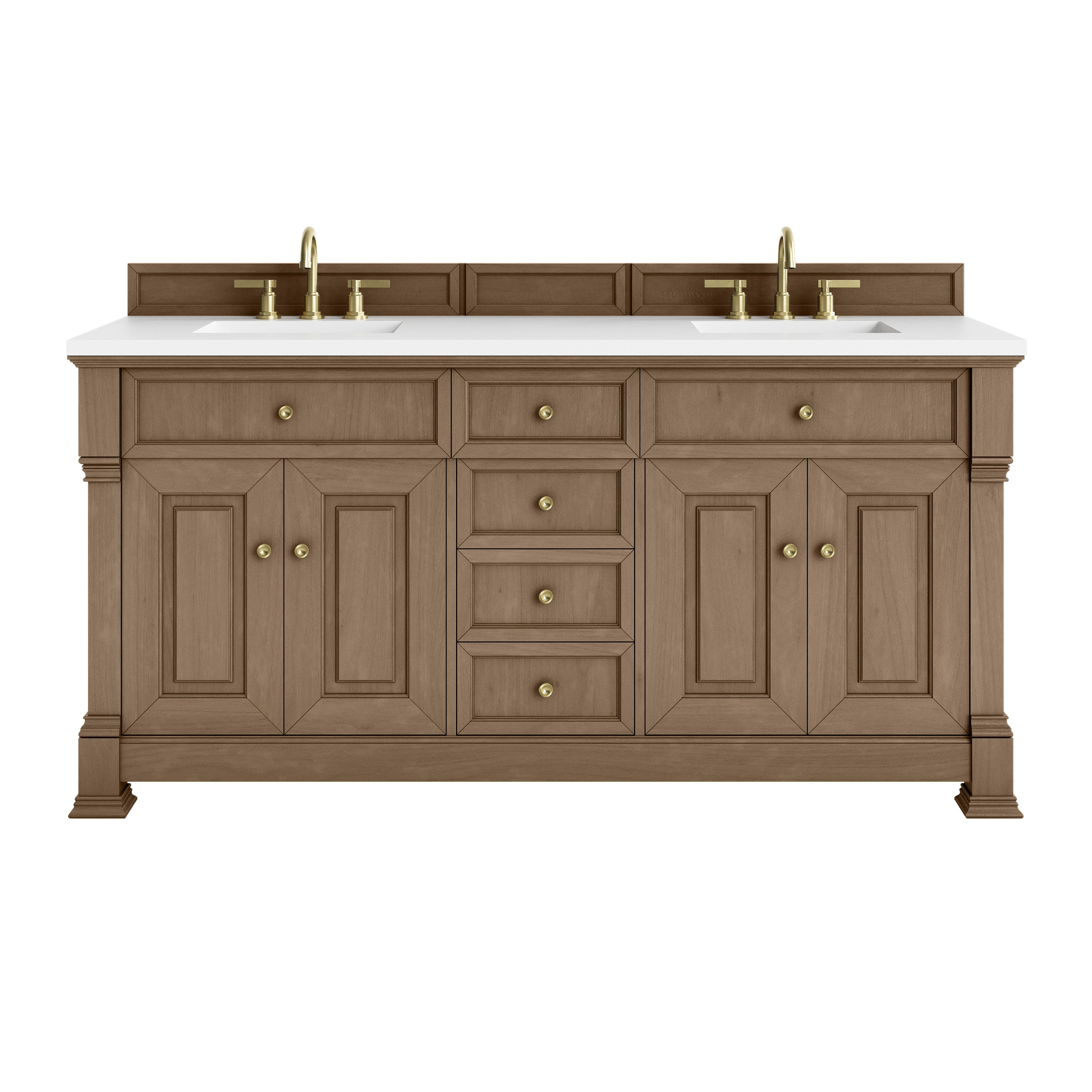 James Martin Brookfield 72" Double Vanity in Pecan with 3cm Countertop
