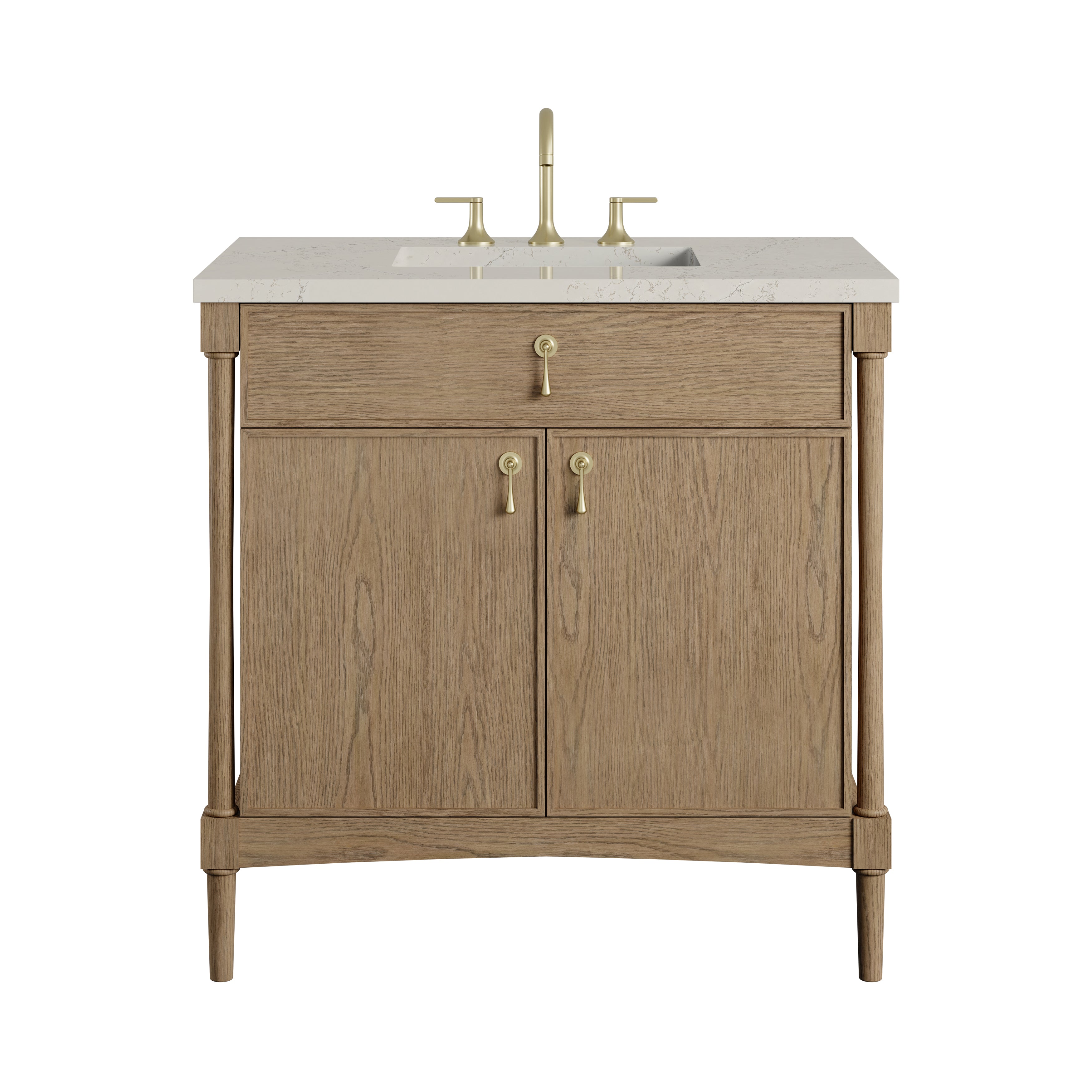 James Martin Kinnsden 36" Single Vanity in Weathered Oak with 3cm Countertop