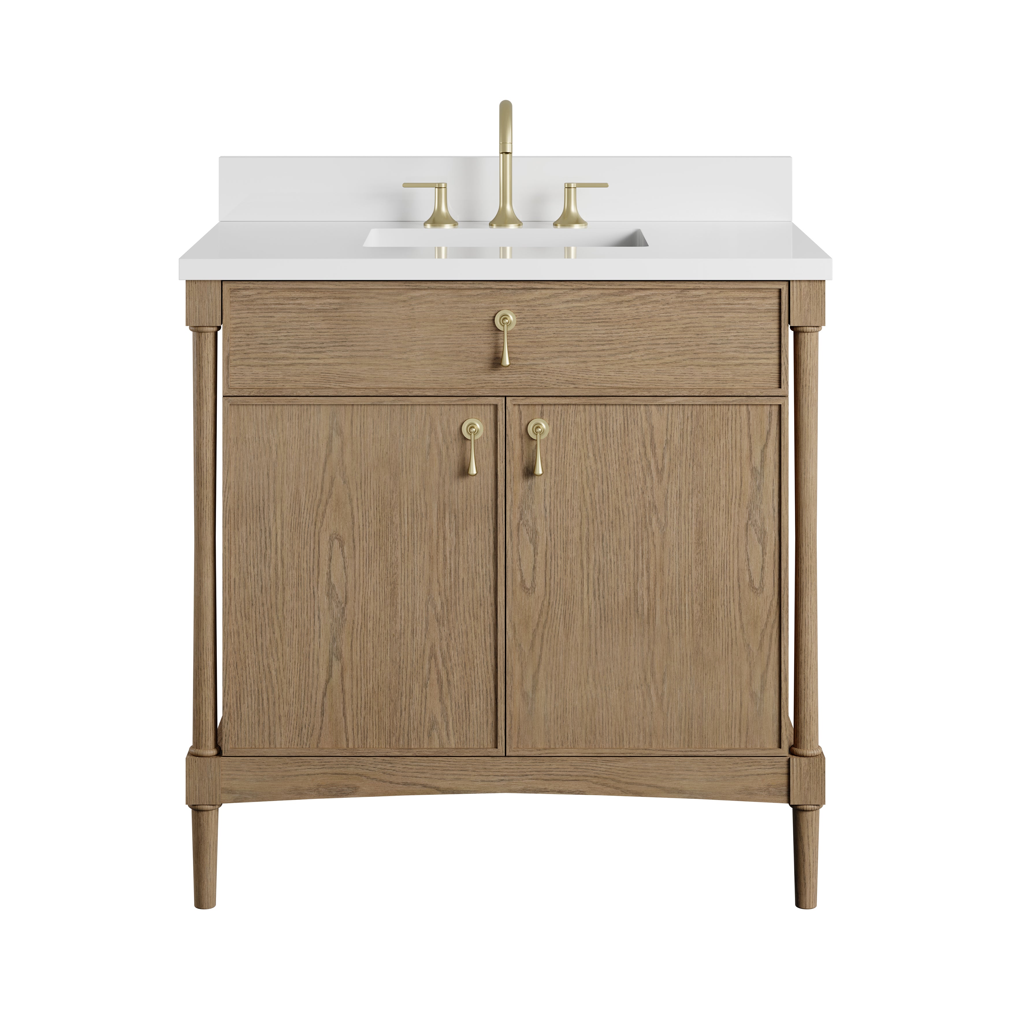 James Martin Kinnsden 36" Single Vanity in Weathered Oak with 3cm Countertop