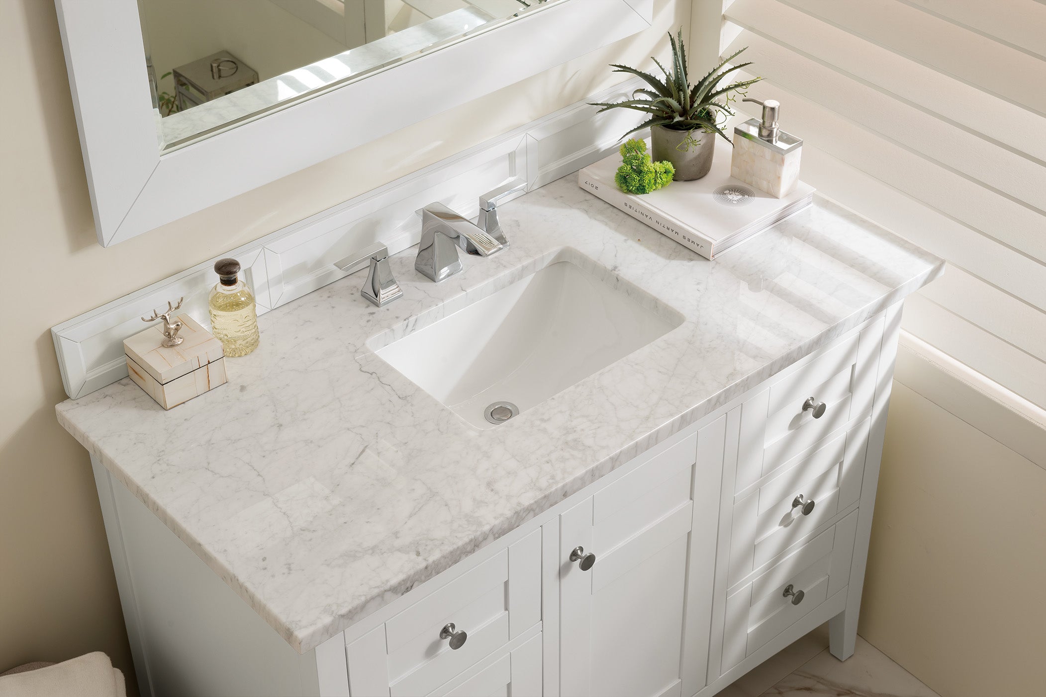 James Martin Palisades 48" Single Vanity in Bright White with 3cm Countertop