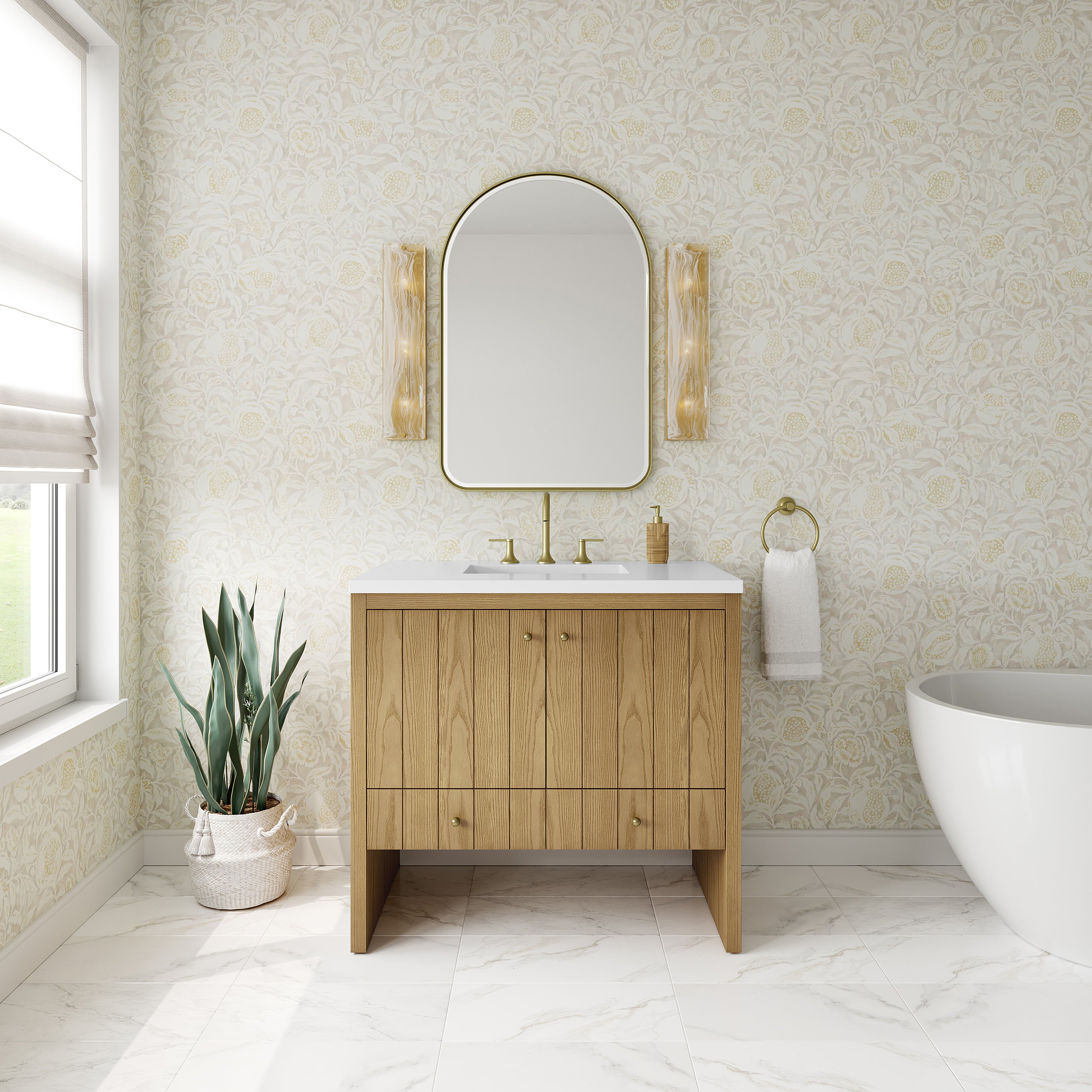 James Martin Hudson 36" Single Vanity in Light Natural Oak with 3cm Countertop