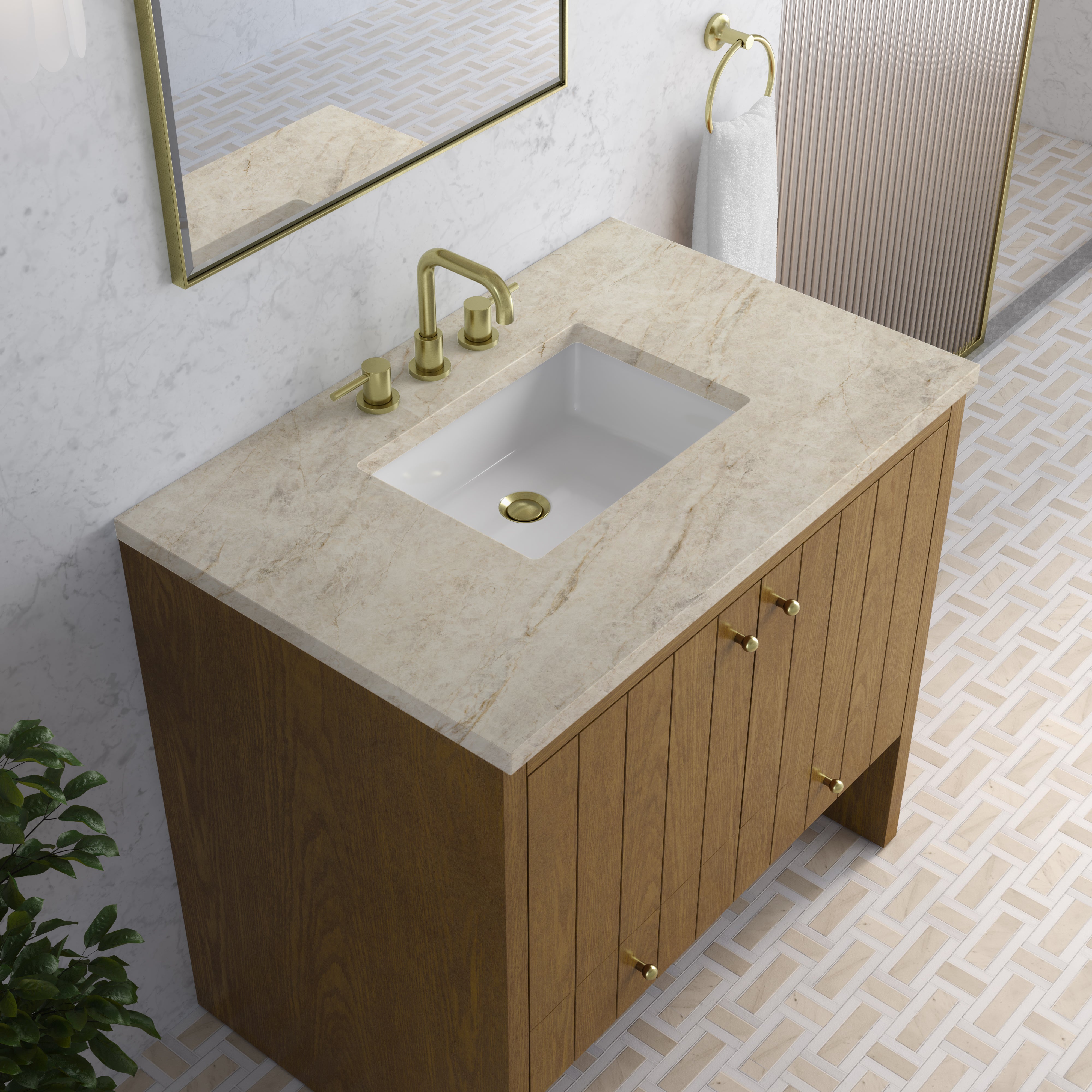 James Martin Hudson 36" Single Vanity in Honey Oak with 3cm Countertop