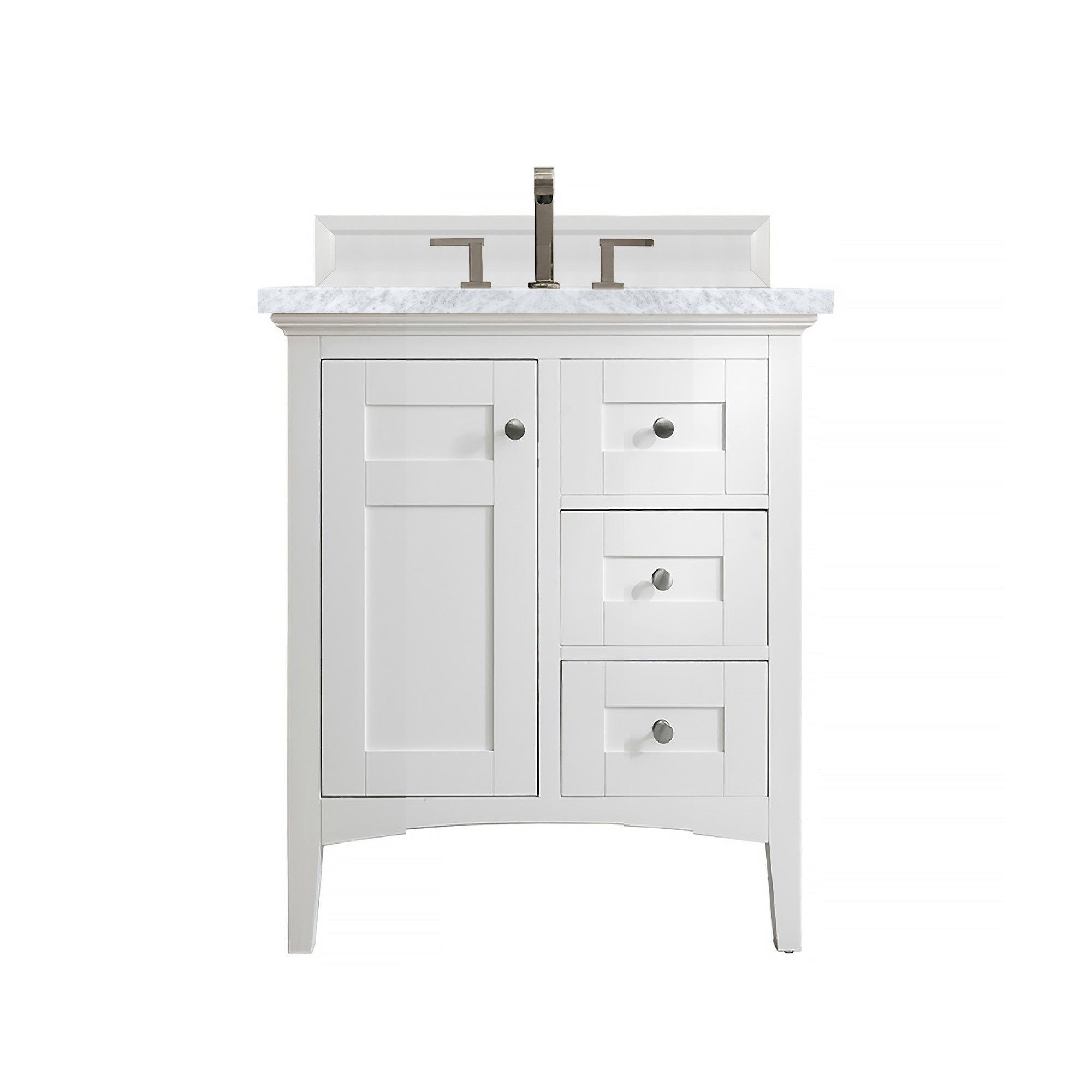 James Martin Palisades 30" Single Vanity in Bright White with 3cm Countertop