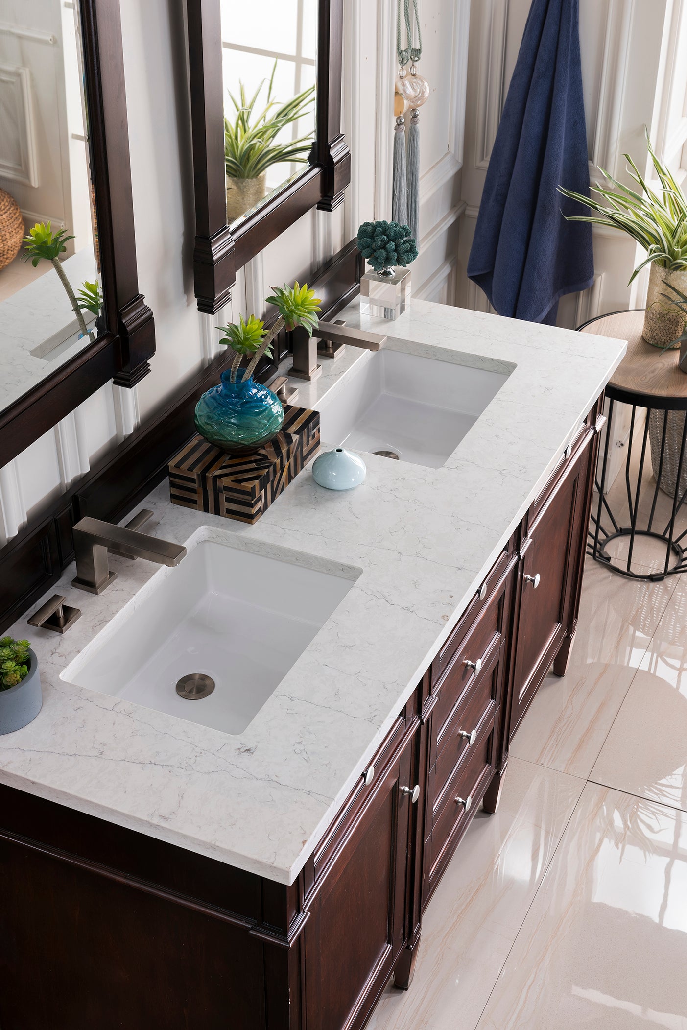 James Martin Brittany 60" Double Vanity in Burnished Mahogany with 3cm Countertop