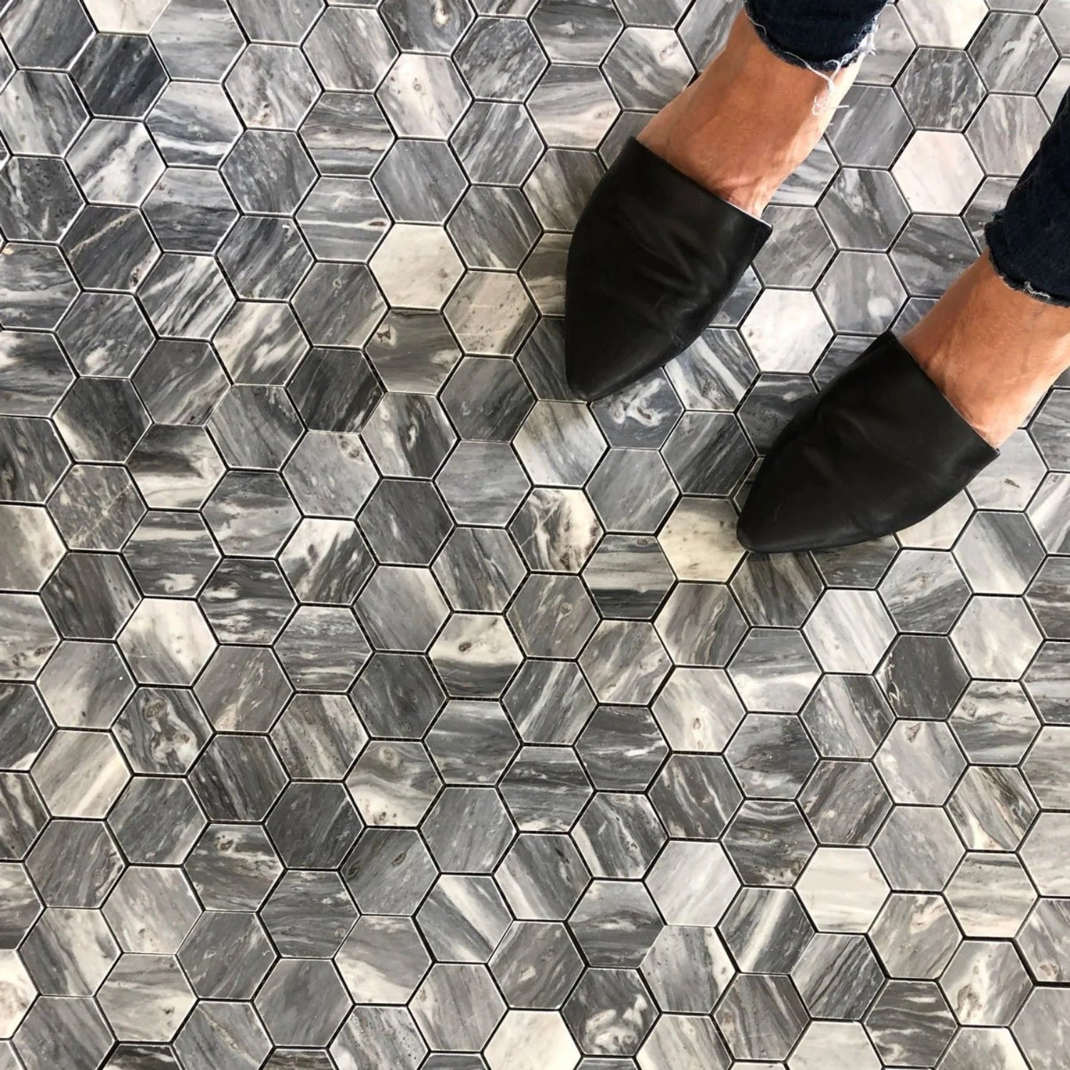 Bardiglio Hexagon 2" Polished Mosaic