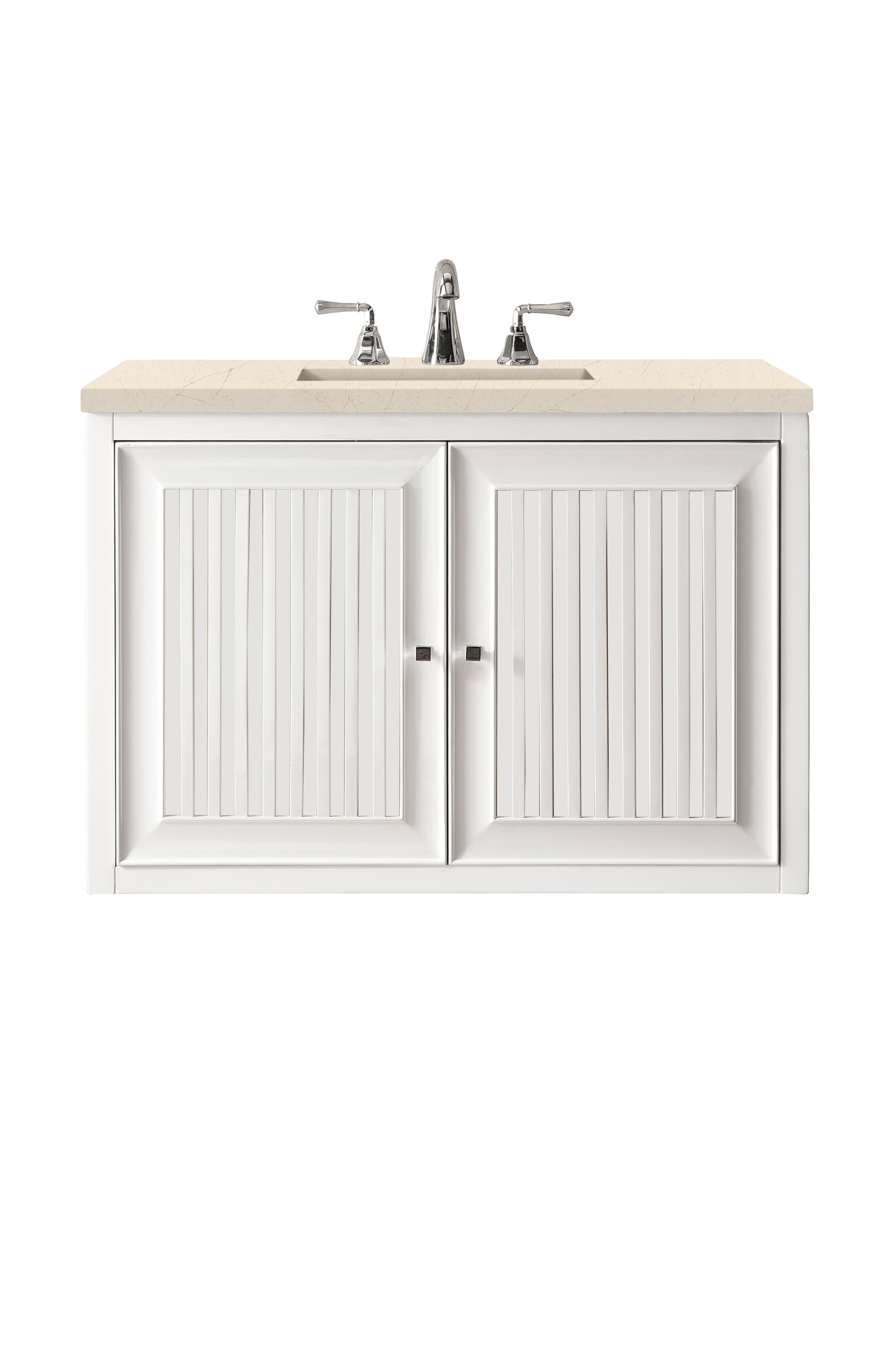 James Martin Athens 30" Single Vanity in Glossy White with 3cm Countertop