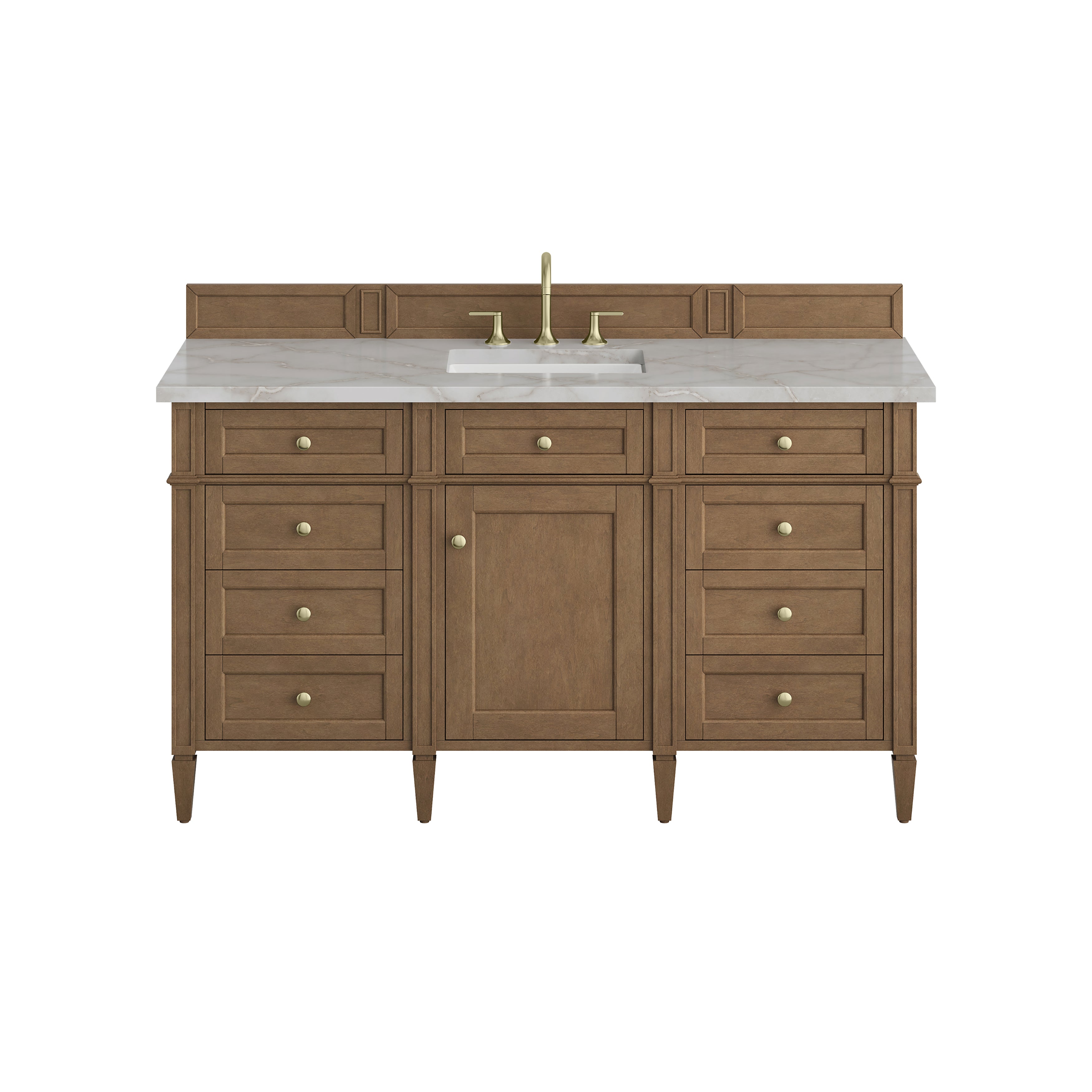 James Martin Brittany 60" Single Vanity in Pecan with 3cm Countertop and FreePower Wireless Charger