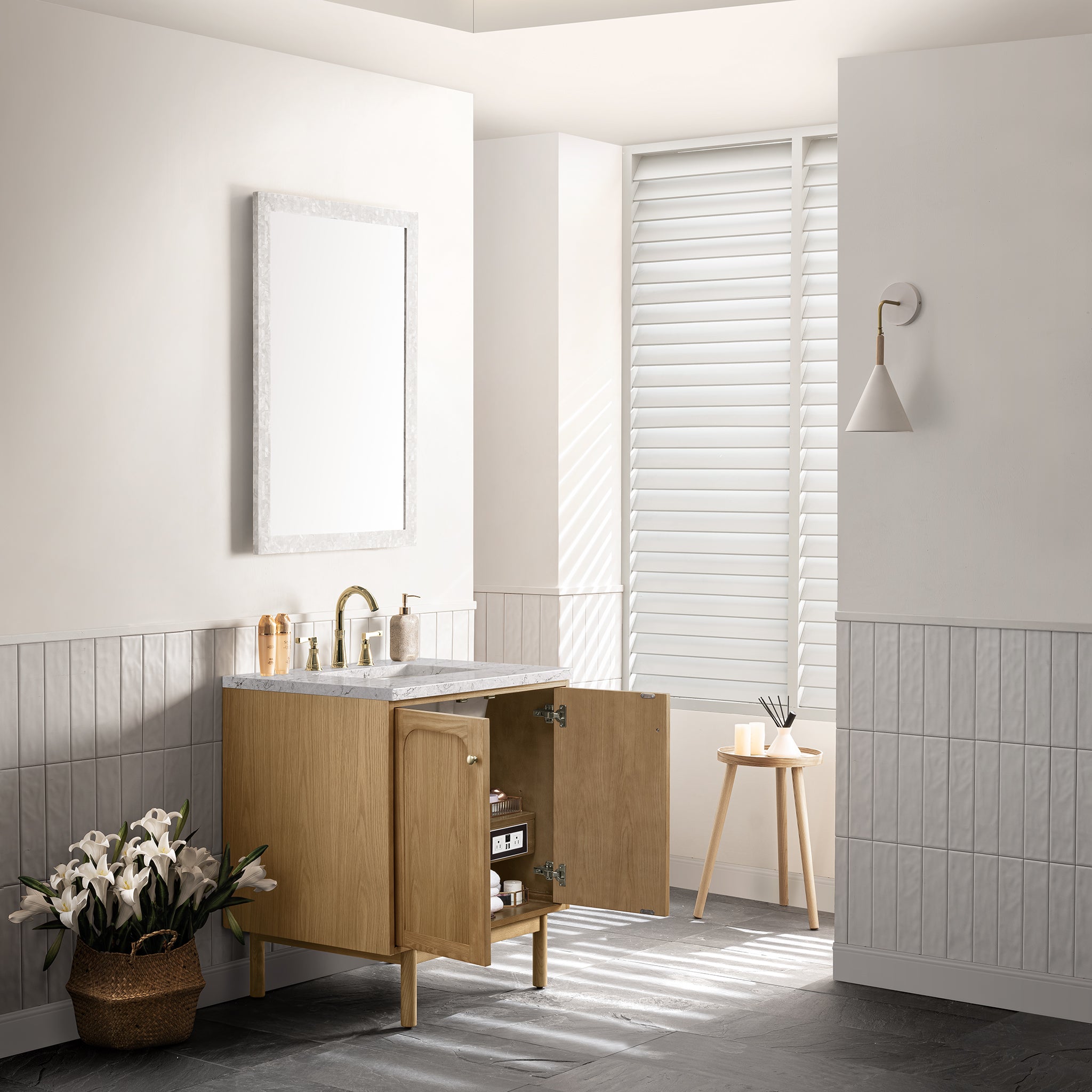 James Martin Laurent 30" Single Vanity in Light Natural Oak with 3cm Countertop