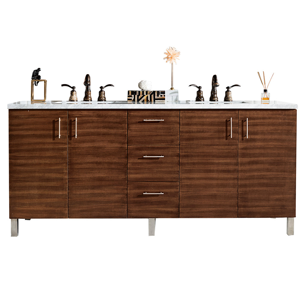 James Martin Metropolitan 72" Double Vanity in American Walnut with 3cm Countertop