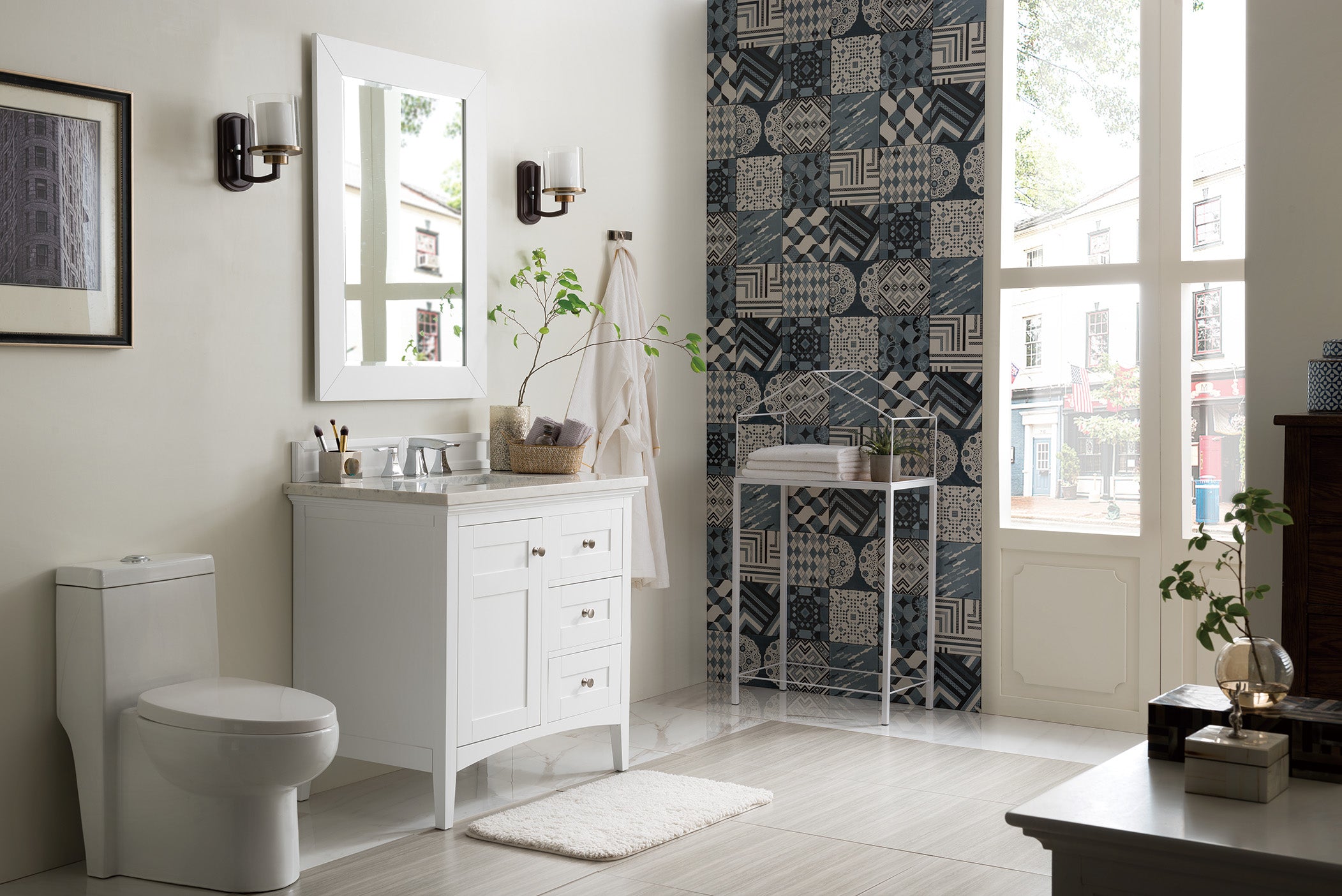 James Martin Palisades 36" Single Vanity in Bright White with 3cm Countertop