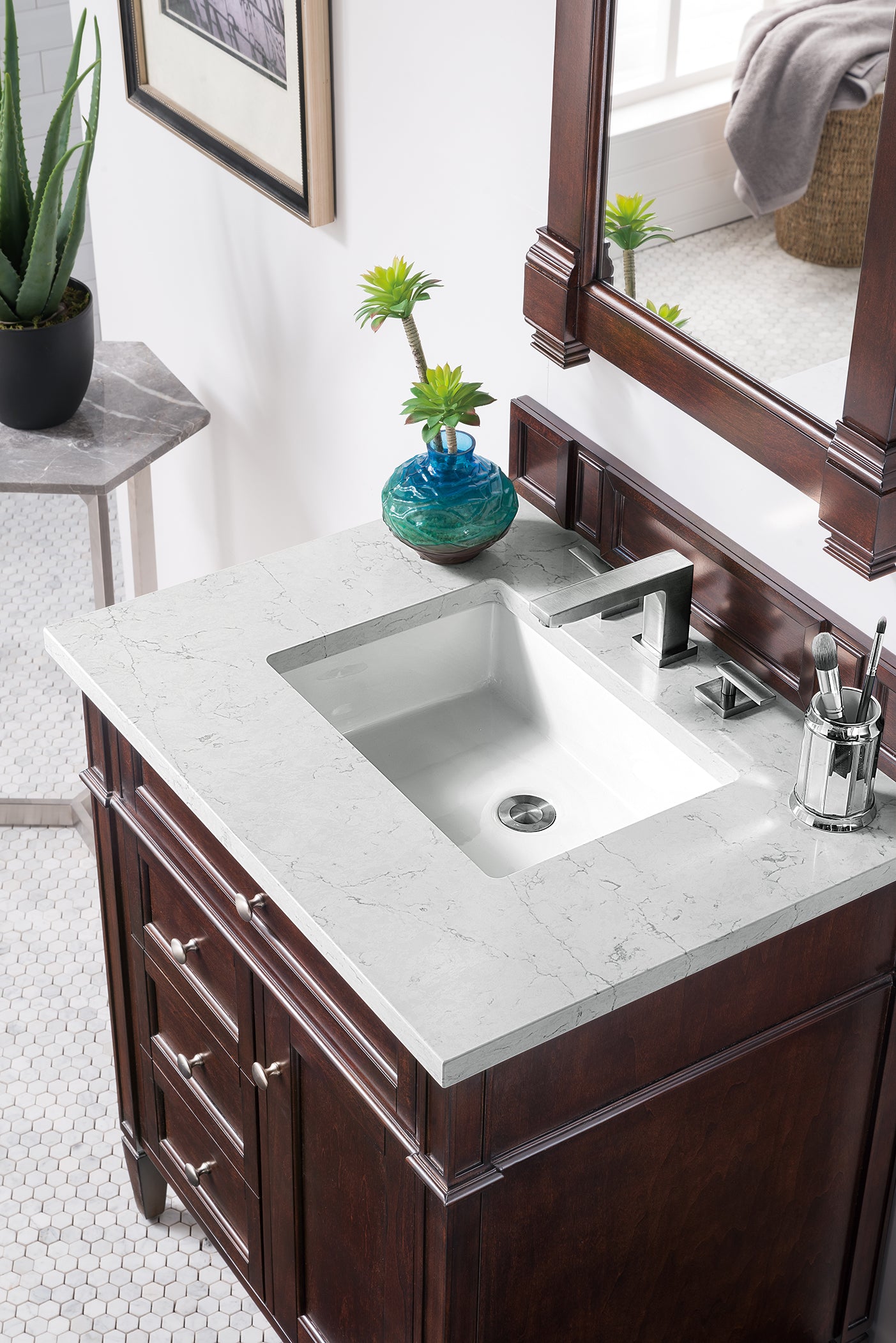 James Martin Brittany 30" Single Vanity in Burnished Mahogany with 3cm Countertop