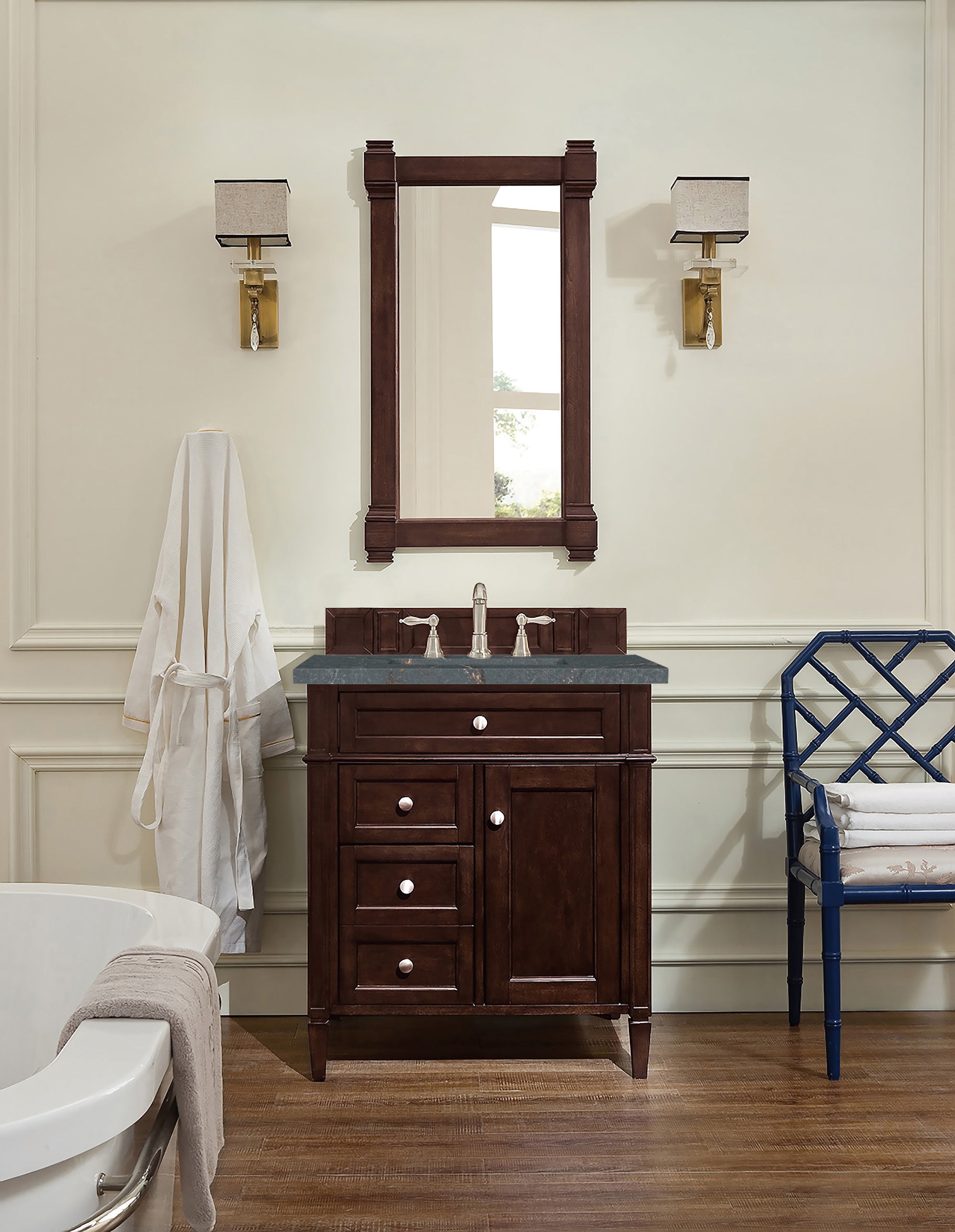 James Martin Brittany 30" Single Vanity in Burnished Mahogany with 3cm Countertop