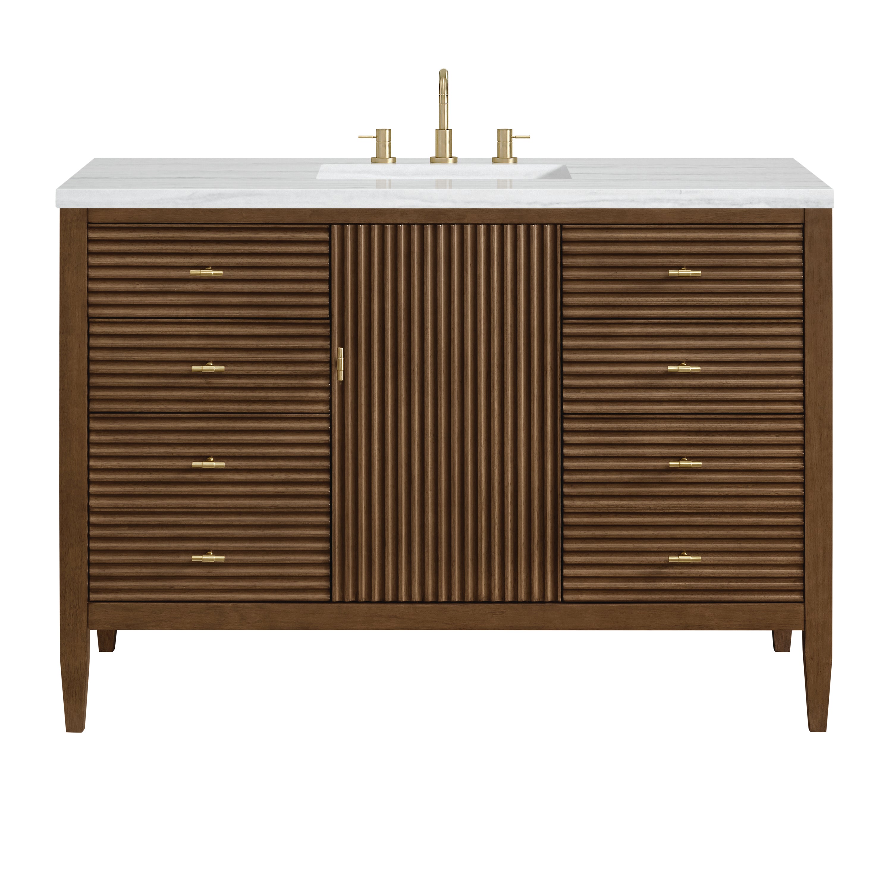 James Martin Myrrin 48" Single Vanity in Mid Century Walnut with 3cm Countertop