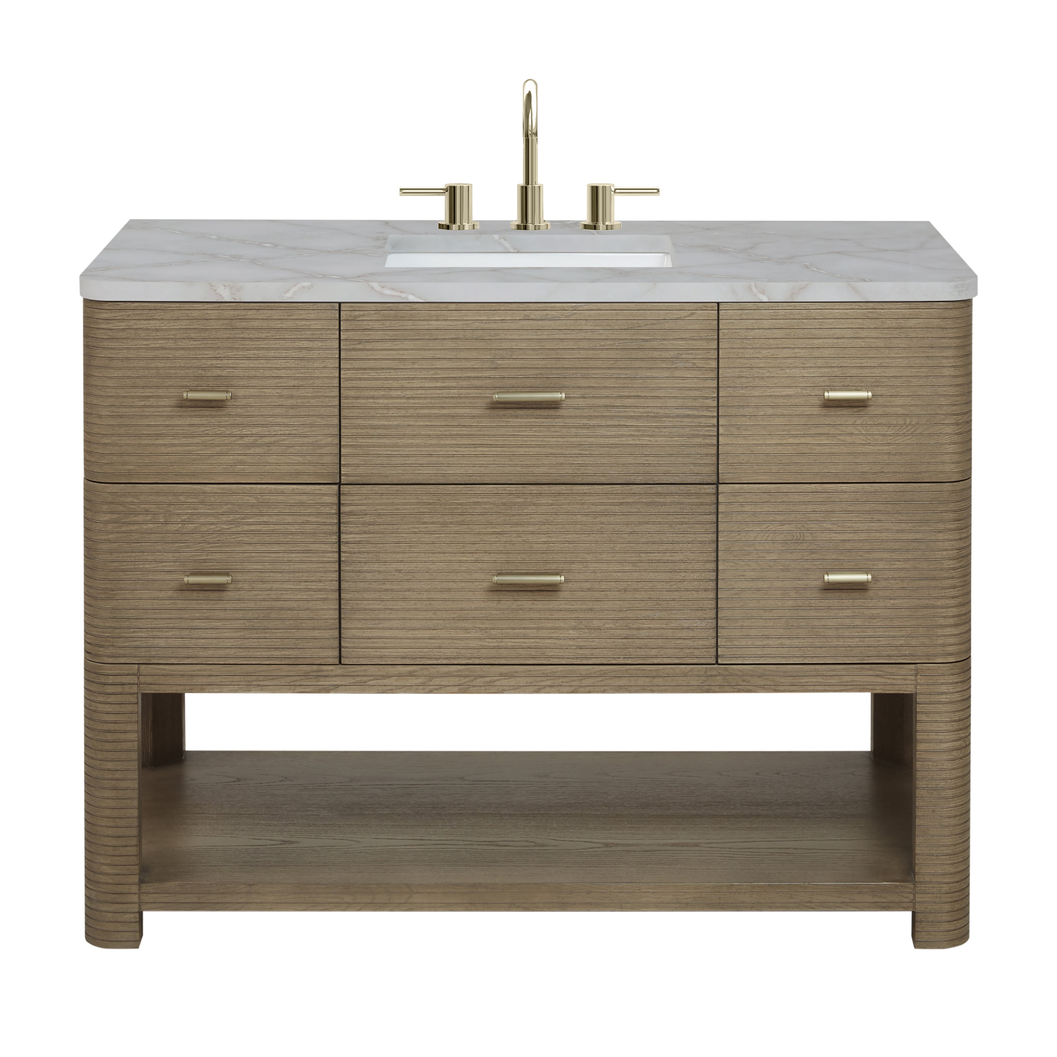 James Martin Lucian 48" Single Vanity in Pebble Oak with 3cm Countertop