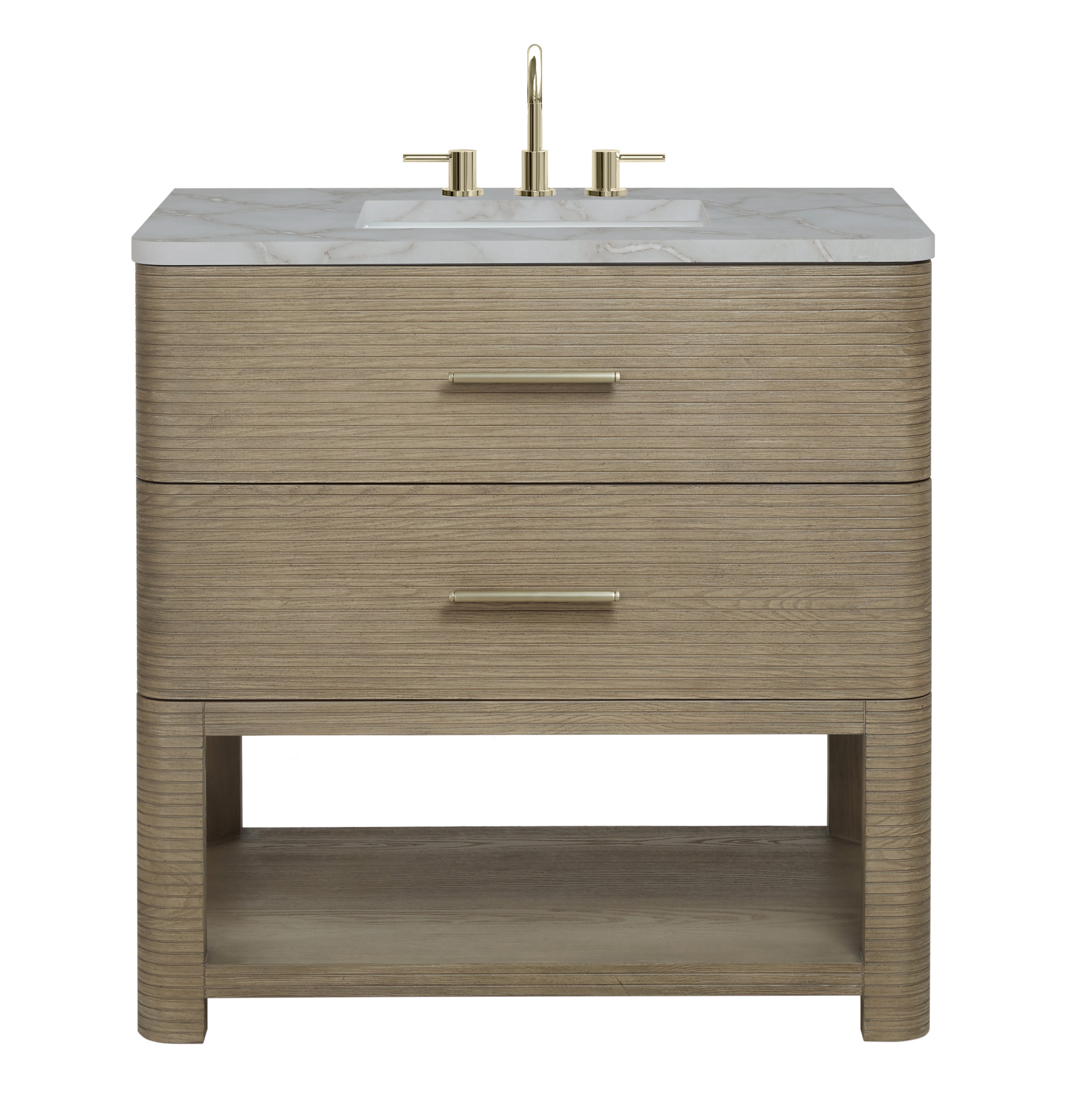 James Martin Lucian 36" Single Vanity in Pebble Oak with 3cm Countertop
