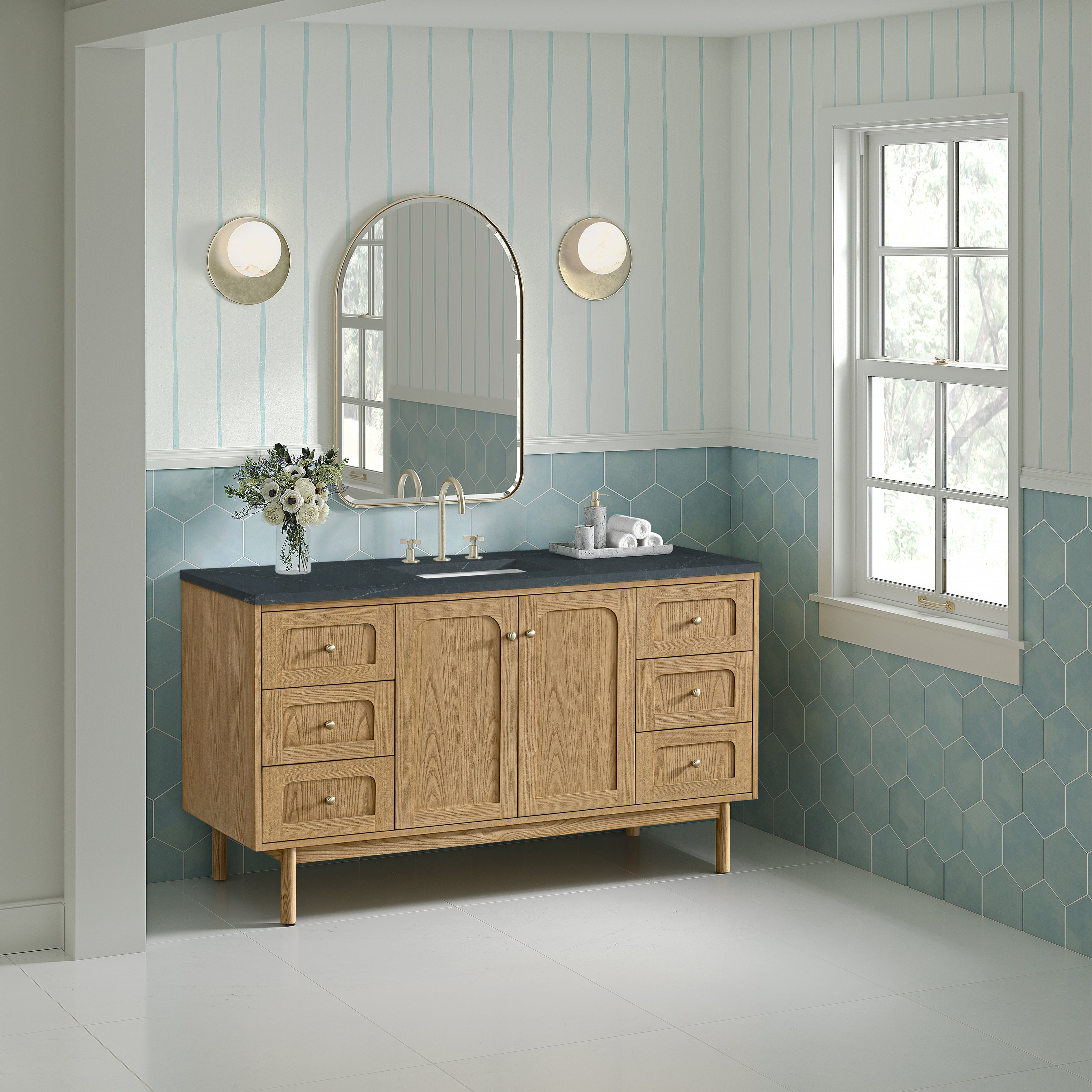 James Martin Laurent 60" Single Vanity in Light Natural Oak with 3cm Countertop