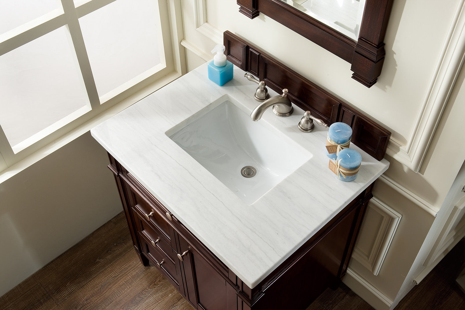 James Martin Brittany 30" Single Vanity in Burnished Mahogany with 3cm Countertop