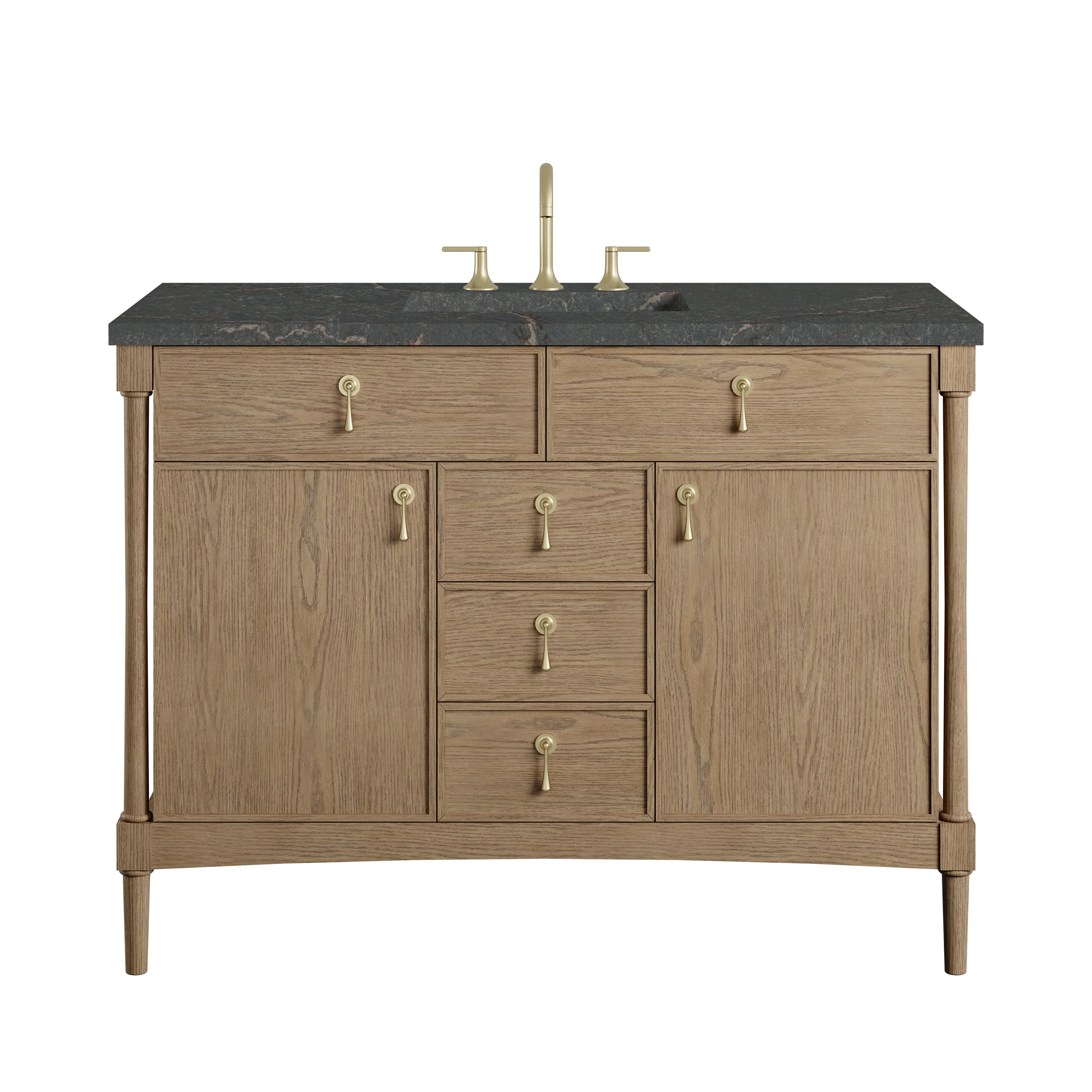 James Martin Kinnsden 48" Single Vanity in Weathered Oak with 3cm Countertop and FreePower Wireless Charger