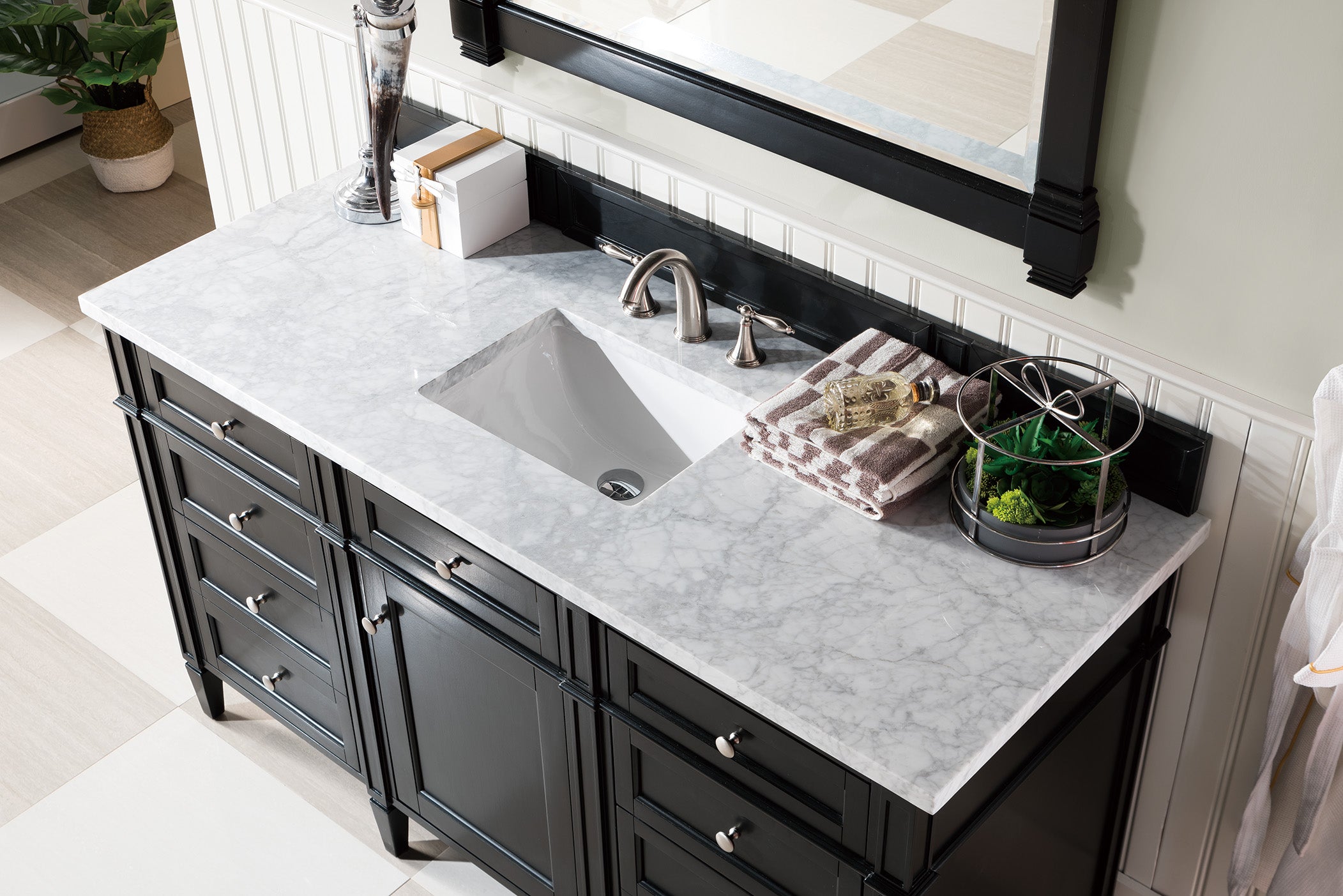 James Martin Brittany 60" Single Vanity in Black Onyx with 3cm Countertop