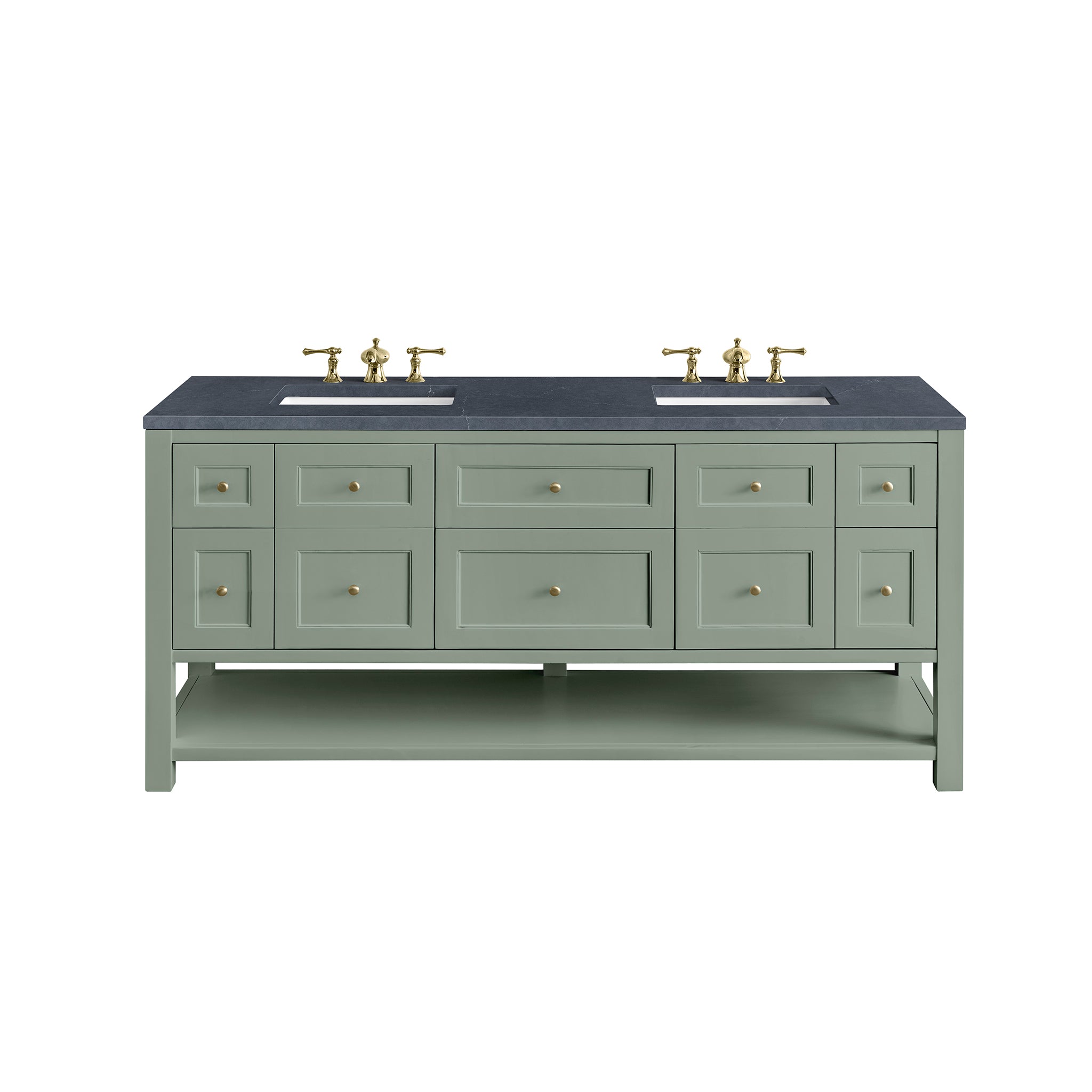 James Martin Breckenridge 72" Double Vanity in Smokey Celadon with 3cm Countertop