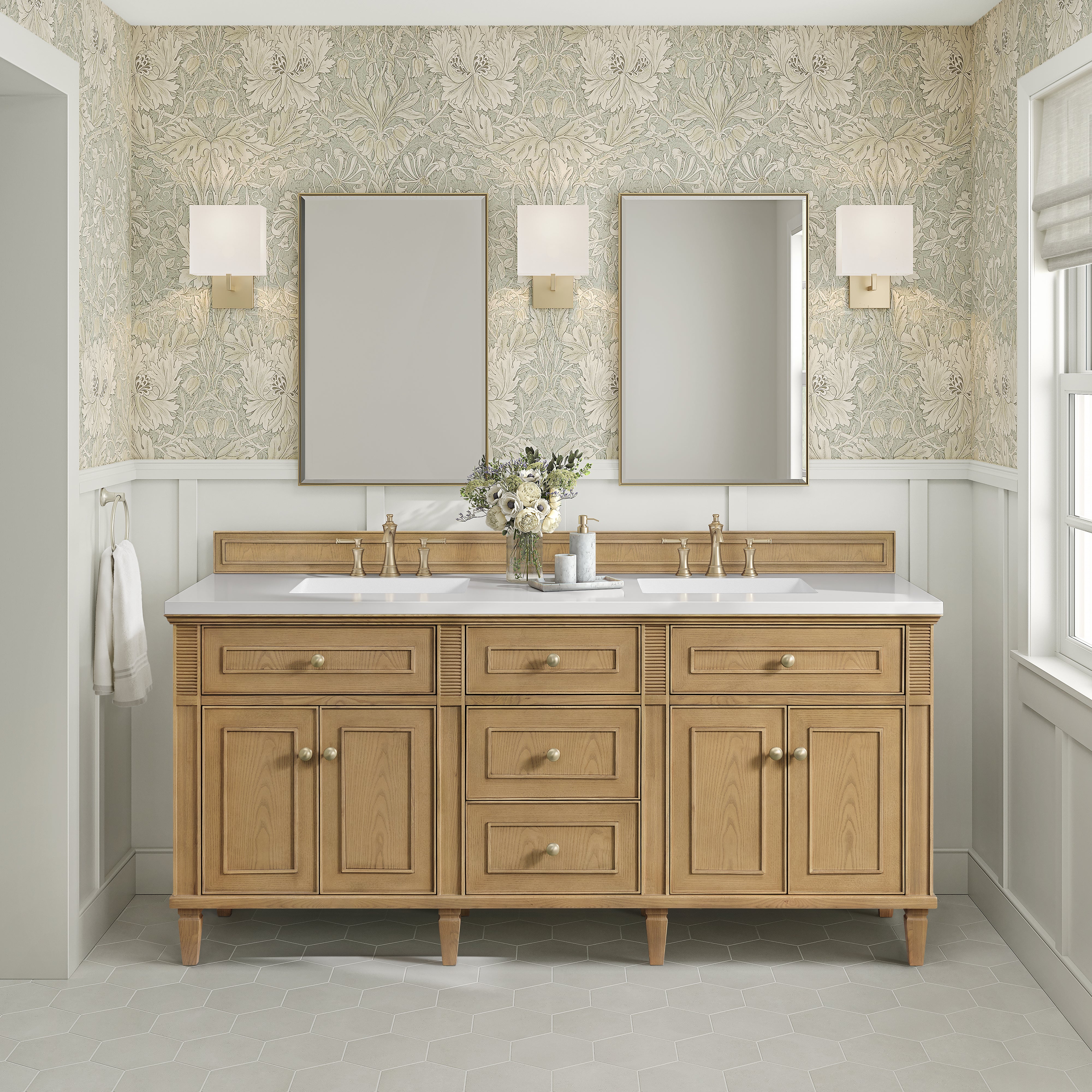 James Martin Lorelai 72" Double Vanity in Light Natural Oak with 3cm Countertop