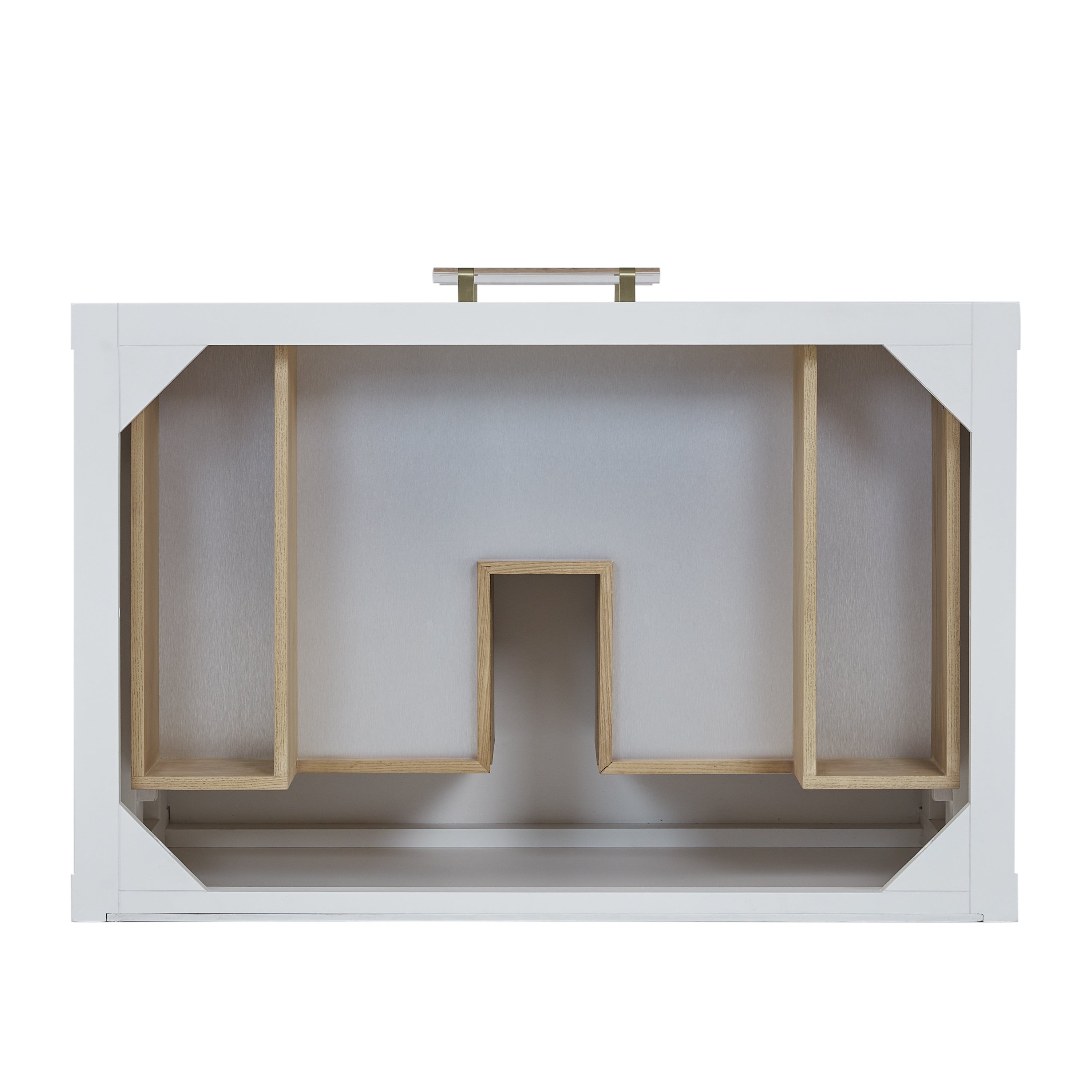 James Martin Olena 36" Single Vanity in Light Mappa Burl and Polished White with 3cm Countertop