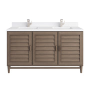 James Martin Portland 60" Double Vanity in Whitewashed Walnut with 3cm Countertop