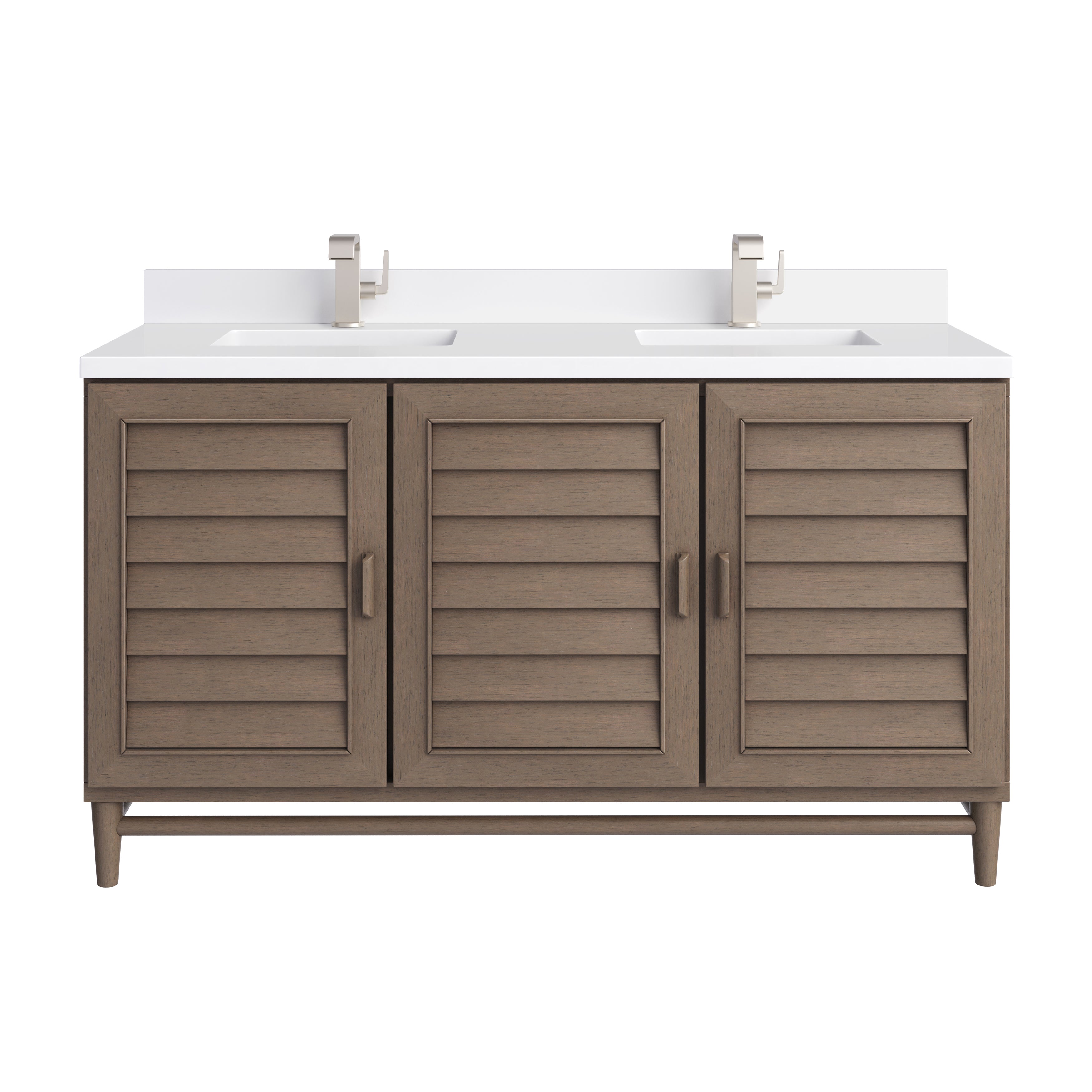 James Martin Portland 60" Double Vanity in Whitewashed Walnut with 3cm Countertop