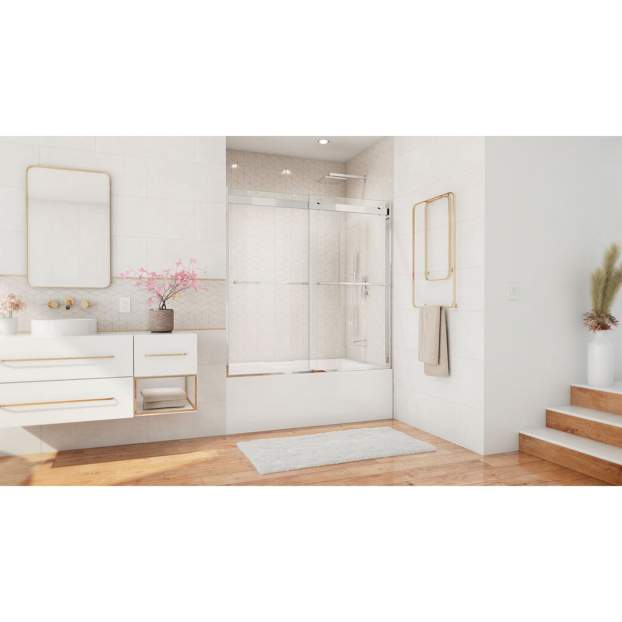 DreamLine Essence 56 - 60 inch W x 60 inch H Frameless Bypass Tub Door