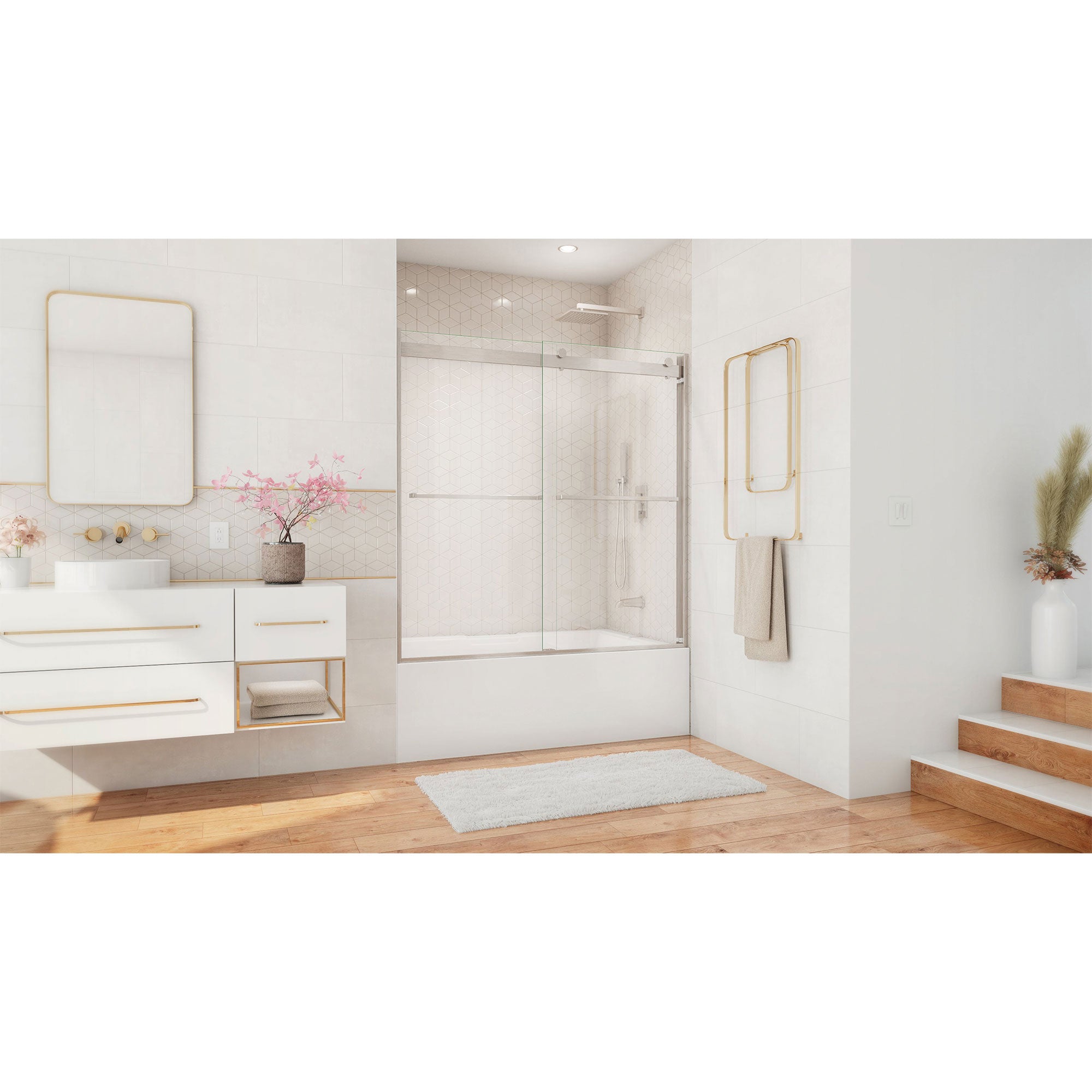 DreamLine Essence 56 - 60 inch W x 60 inch H Frameless Bypass Tub Door