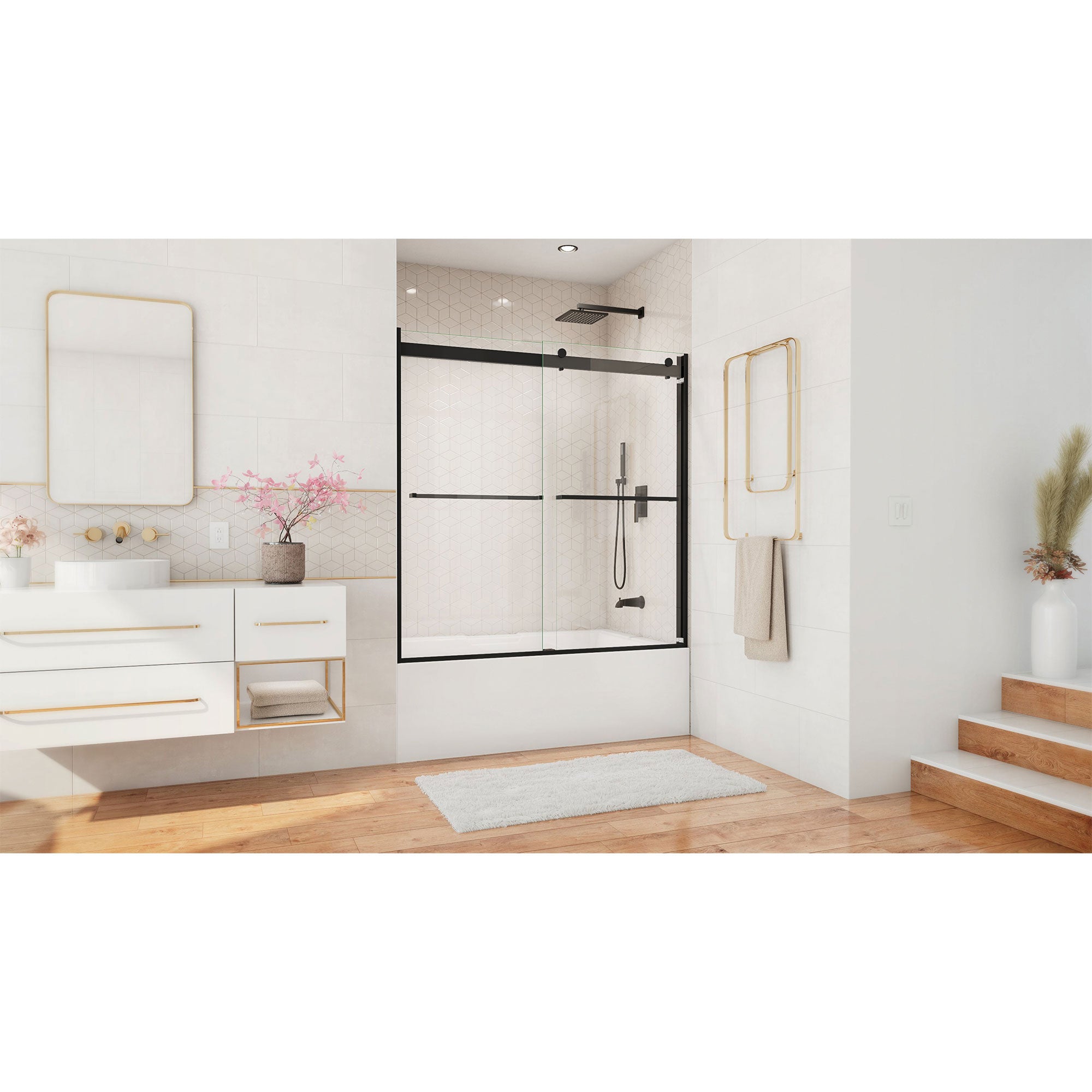 DreamLine Essence 56 - 60 inch W x 60 inch H Frameless Bypass Tub Door
