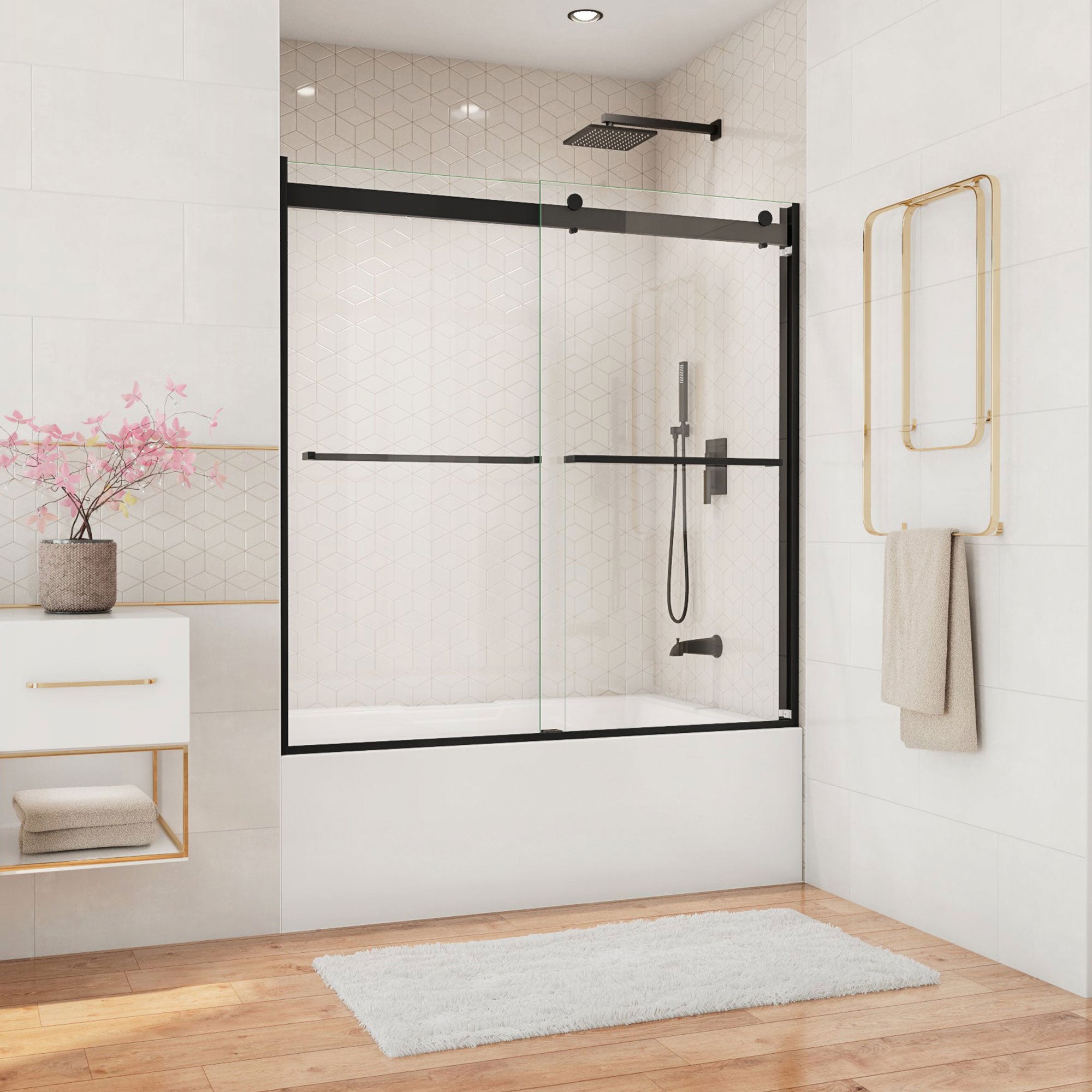 DreamLine Essence 56 - 60 inch W x 60 inch H Frameless Bypass Tub Door