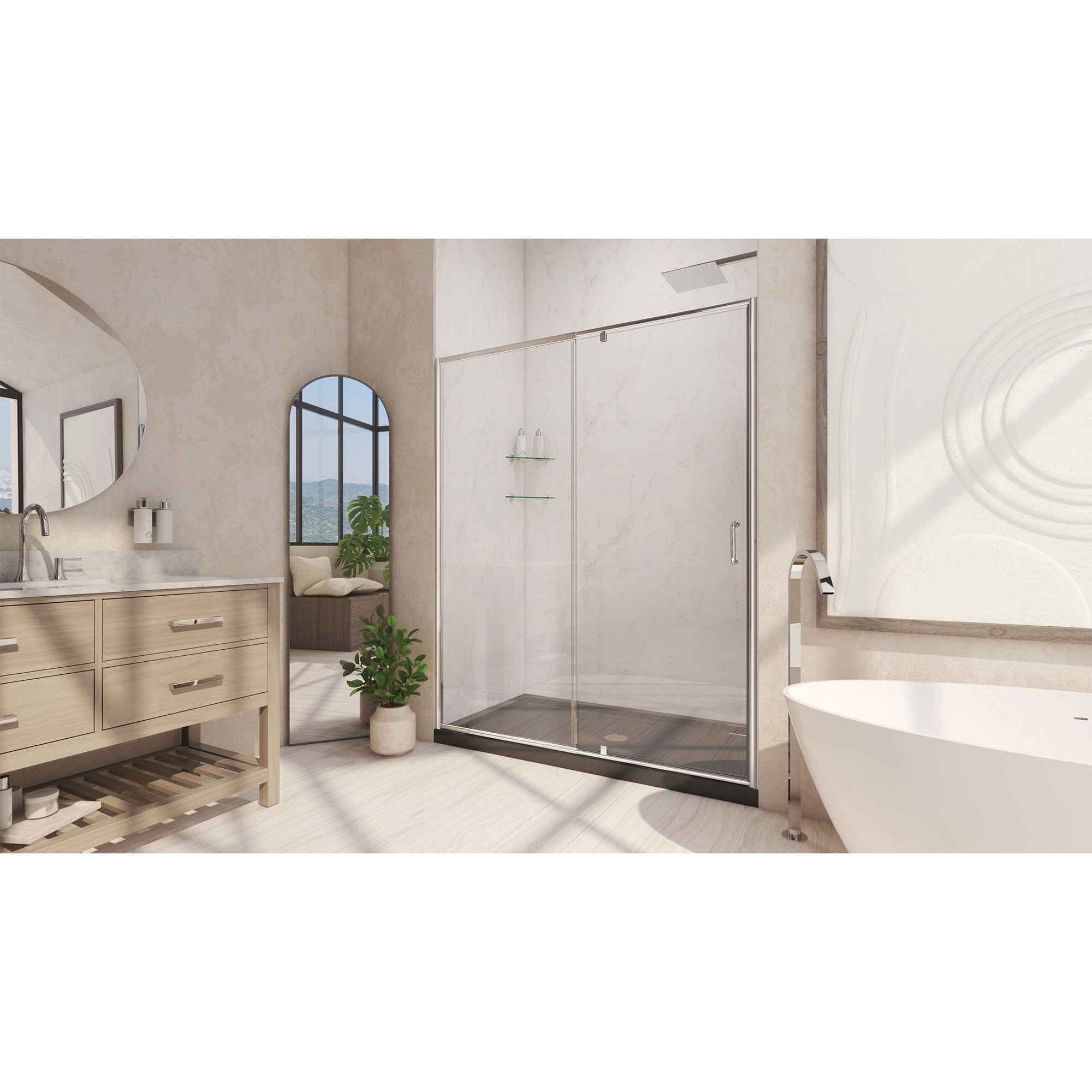 DreamLine Flex 34" D x 60" W Shower Door and Base