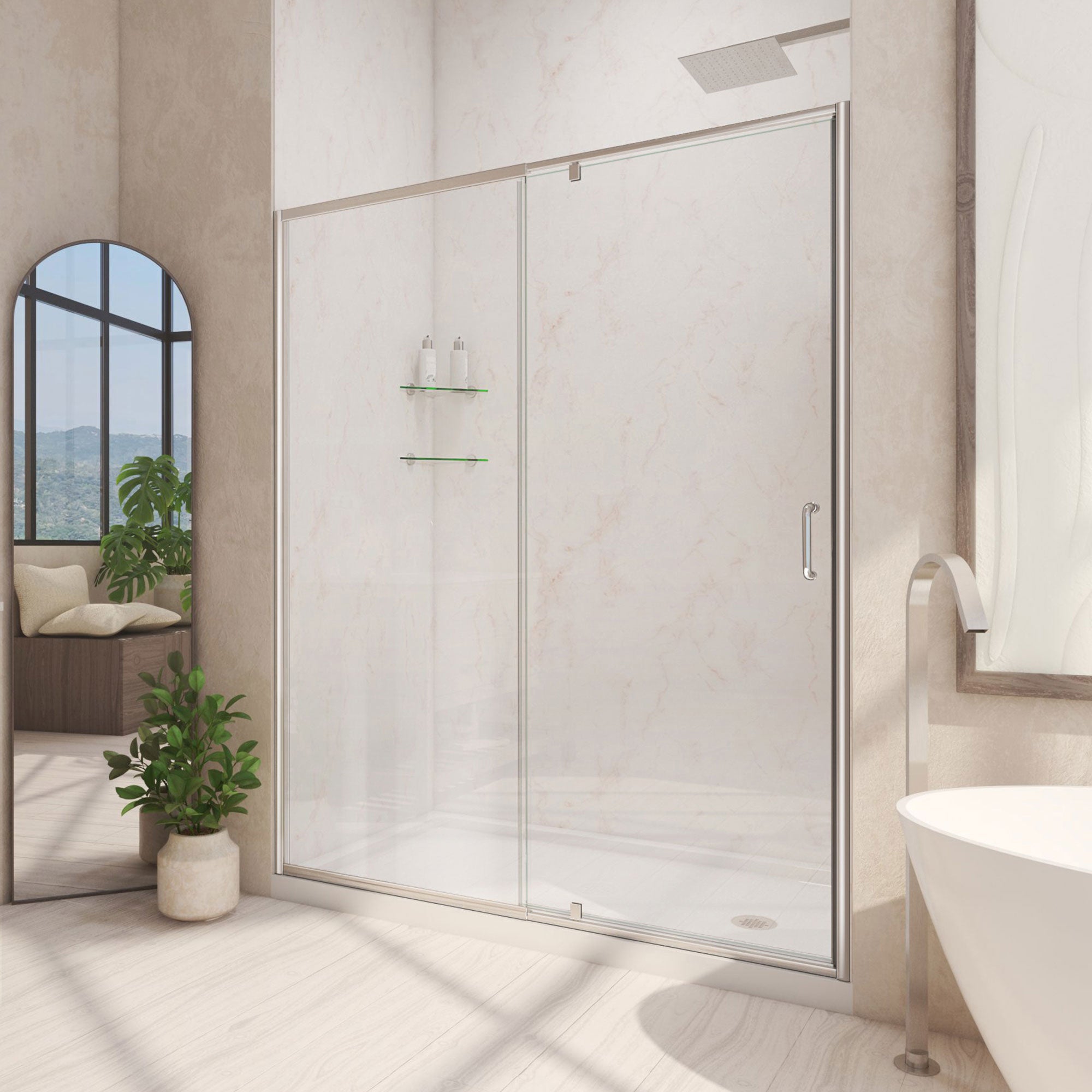 DreamLine Flex 34" D x 60" W Shower Door and Base