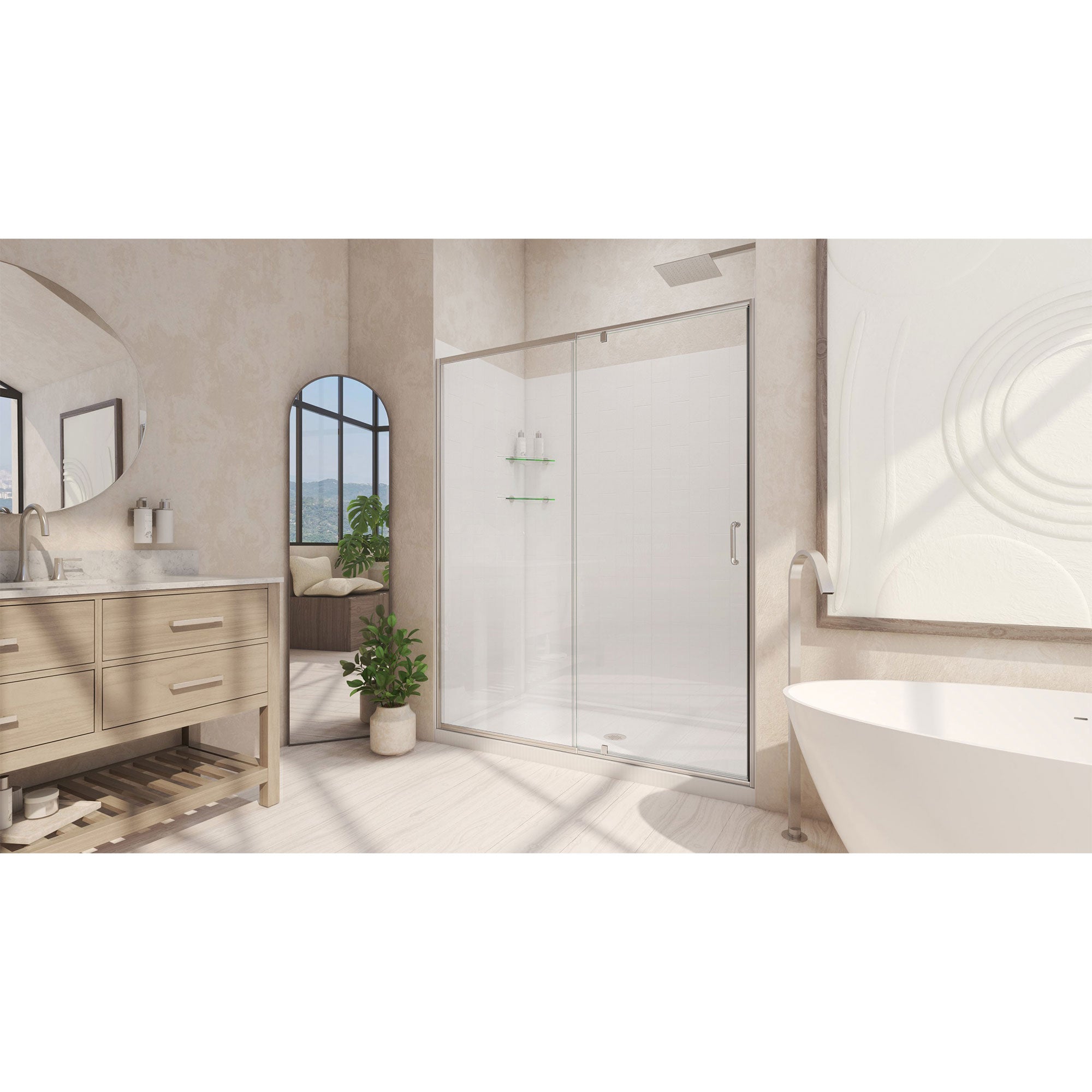 DreamLine Flex 34" D x 60" W Shower Door and Base