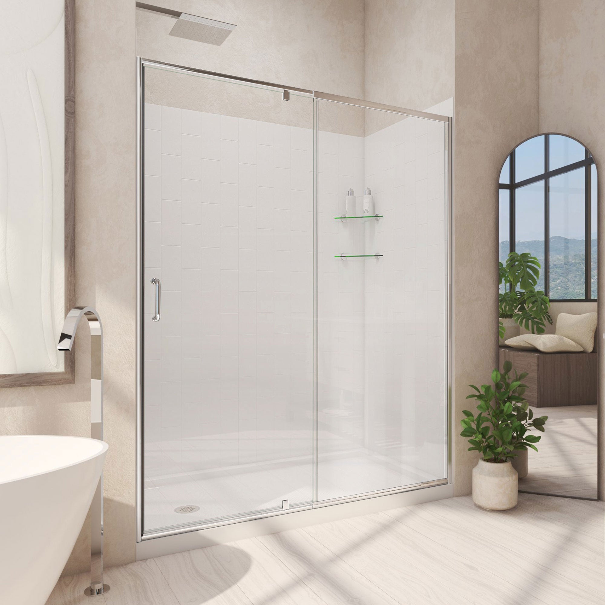 Dreamline Flex 32" D x 60" W Shower Door and Base