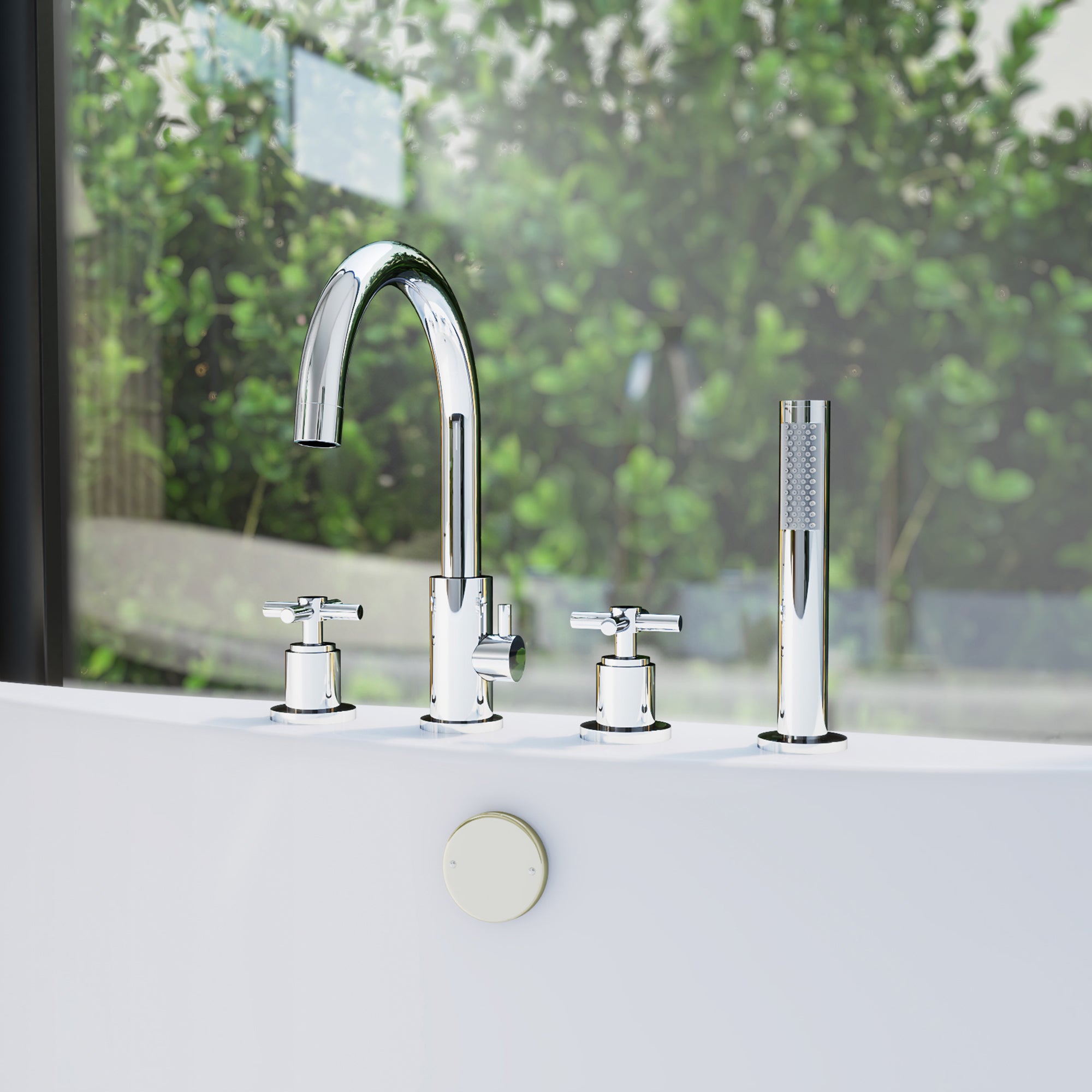 DreamLine Atlantic 12" x 8" Tub Faucet w/Handshower