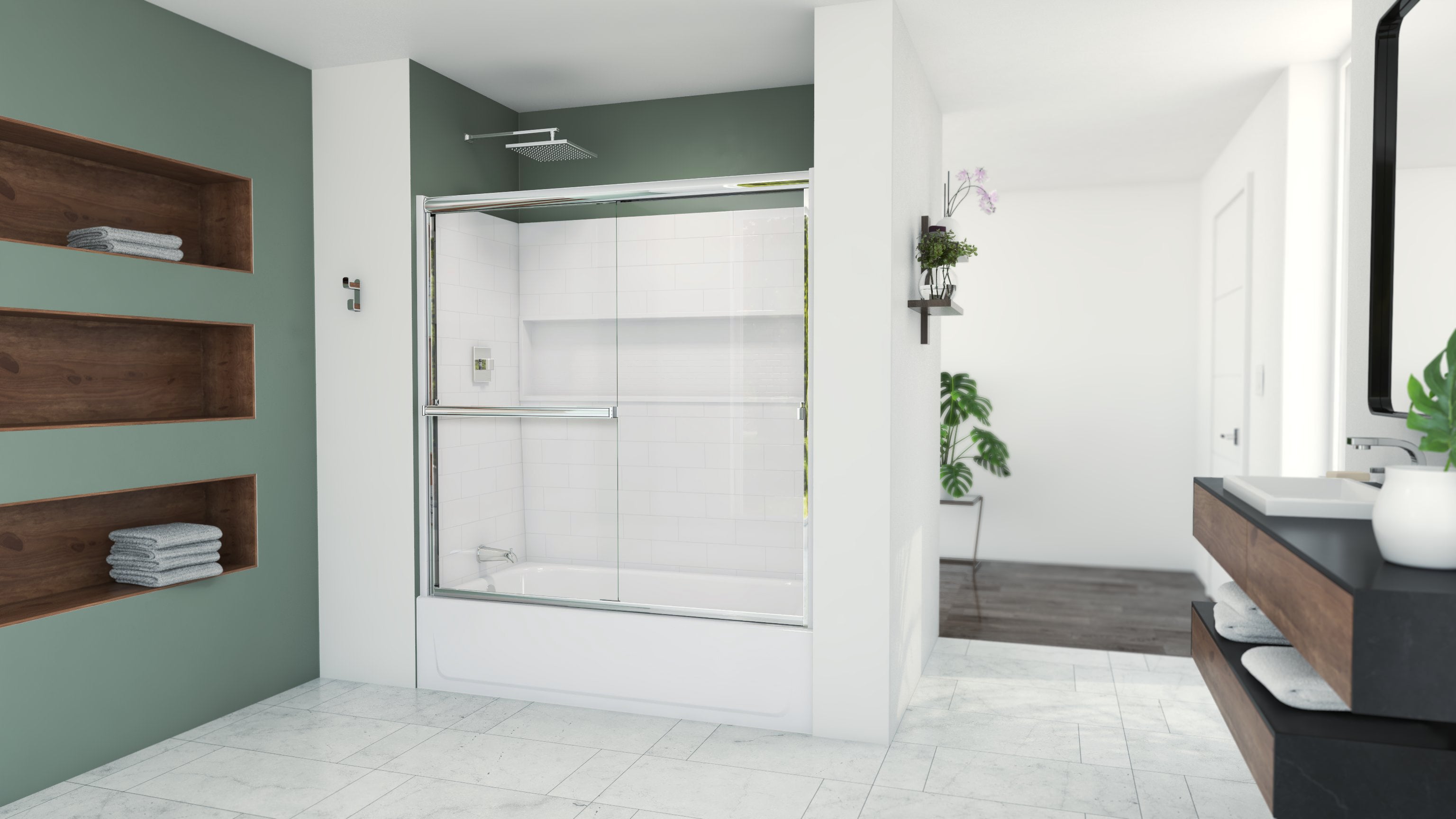 Aloha 56 - 60 inch W x 56 inch H Semi-Frameless Sliding Tub Door