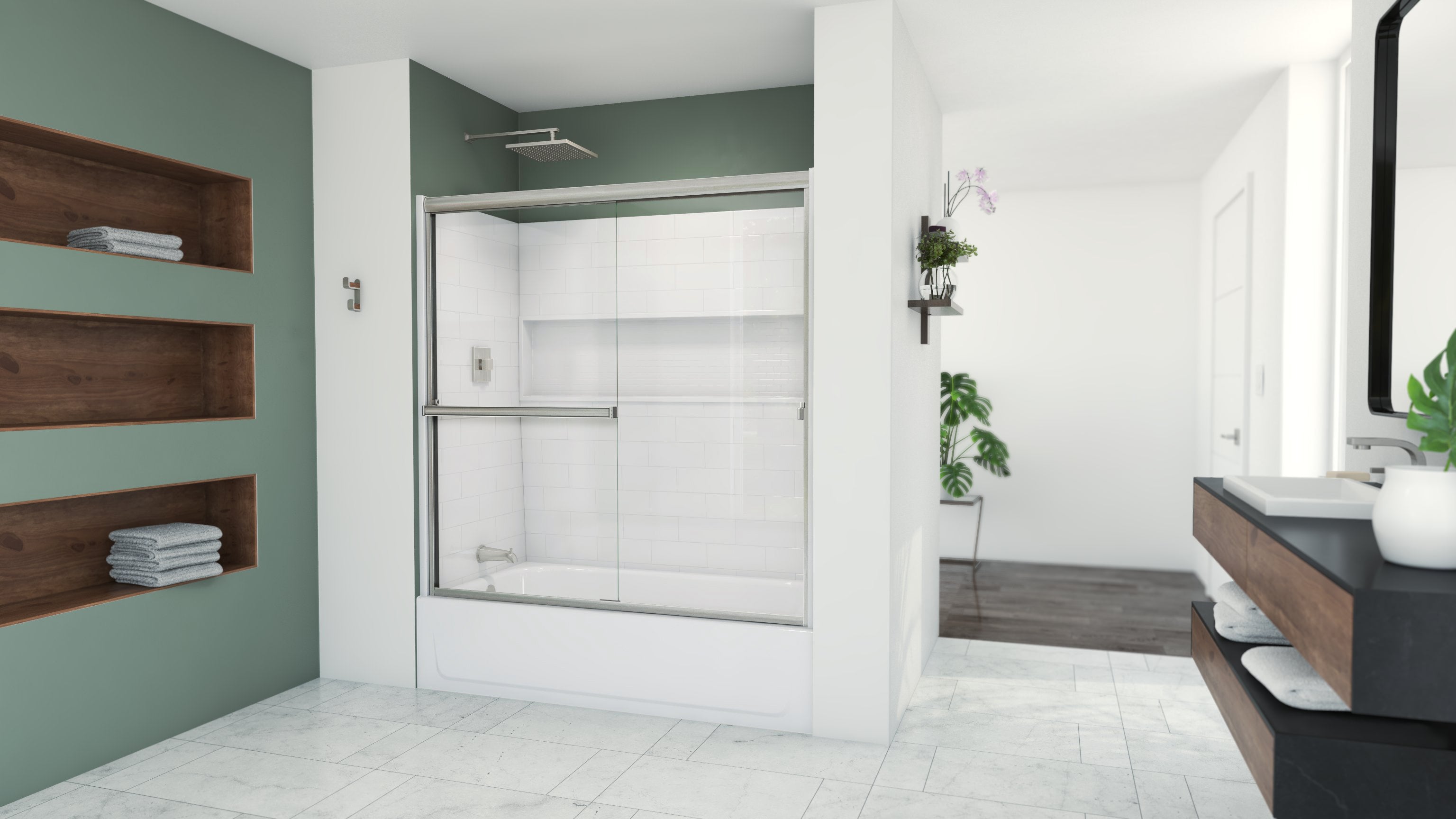 Aloha 56 - 60 inch W x 56 inch H Semi-Frameless Sliding Tub Door