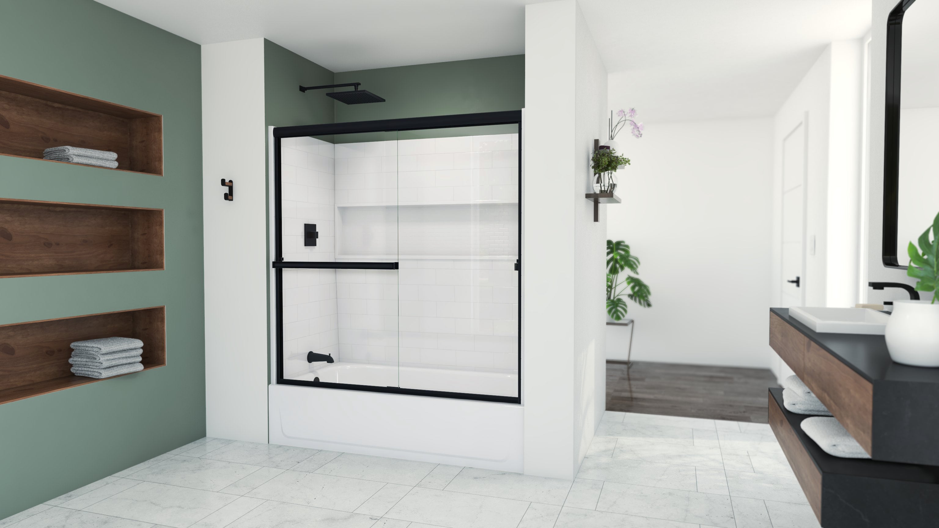 Aloha 56 - 60 inch W x 56 inch H Semi-Frameless Sliding Tub Door