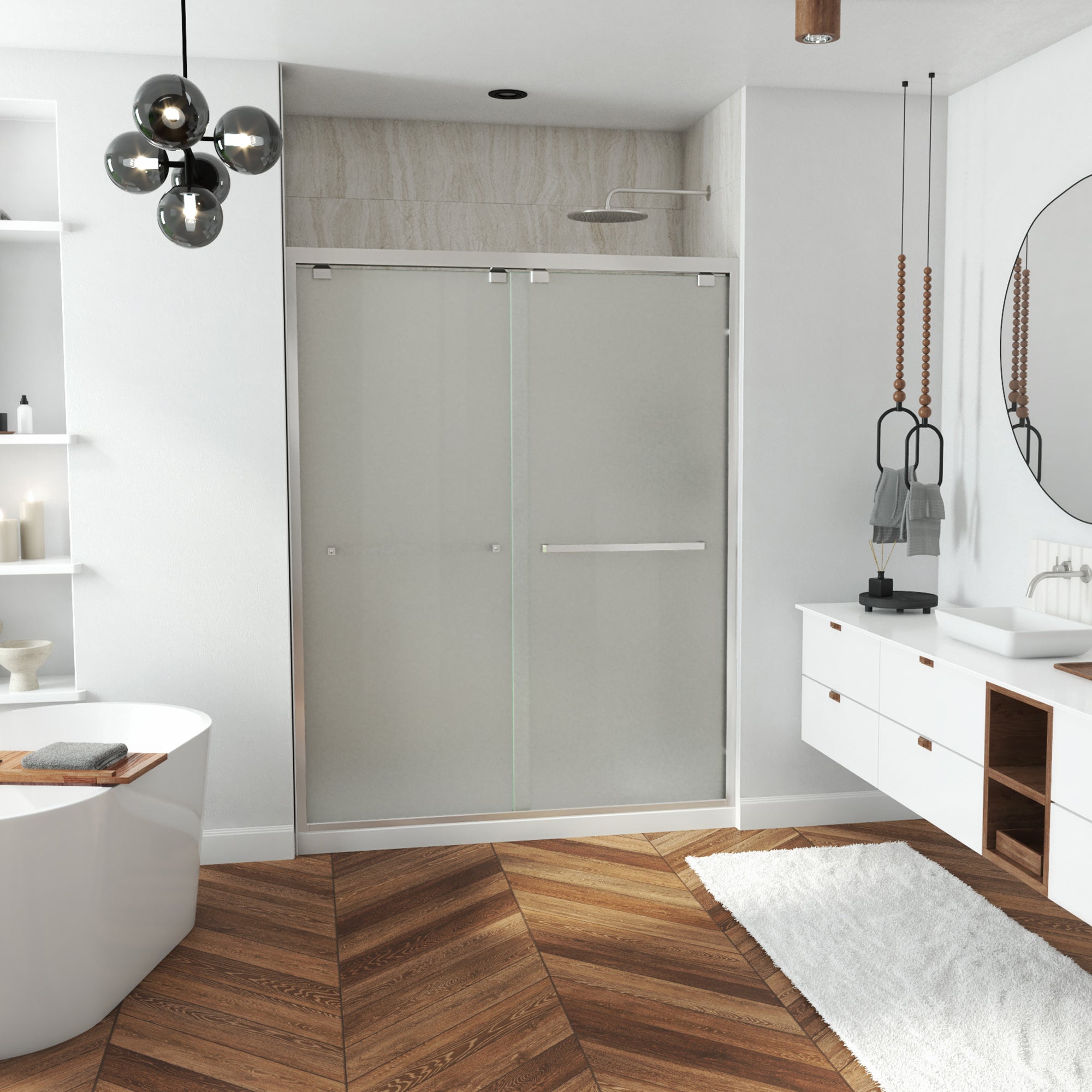 DreamLine Encore 56-60" W Bypass Sliding Door with Frosted Glass