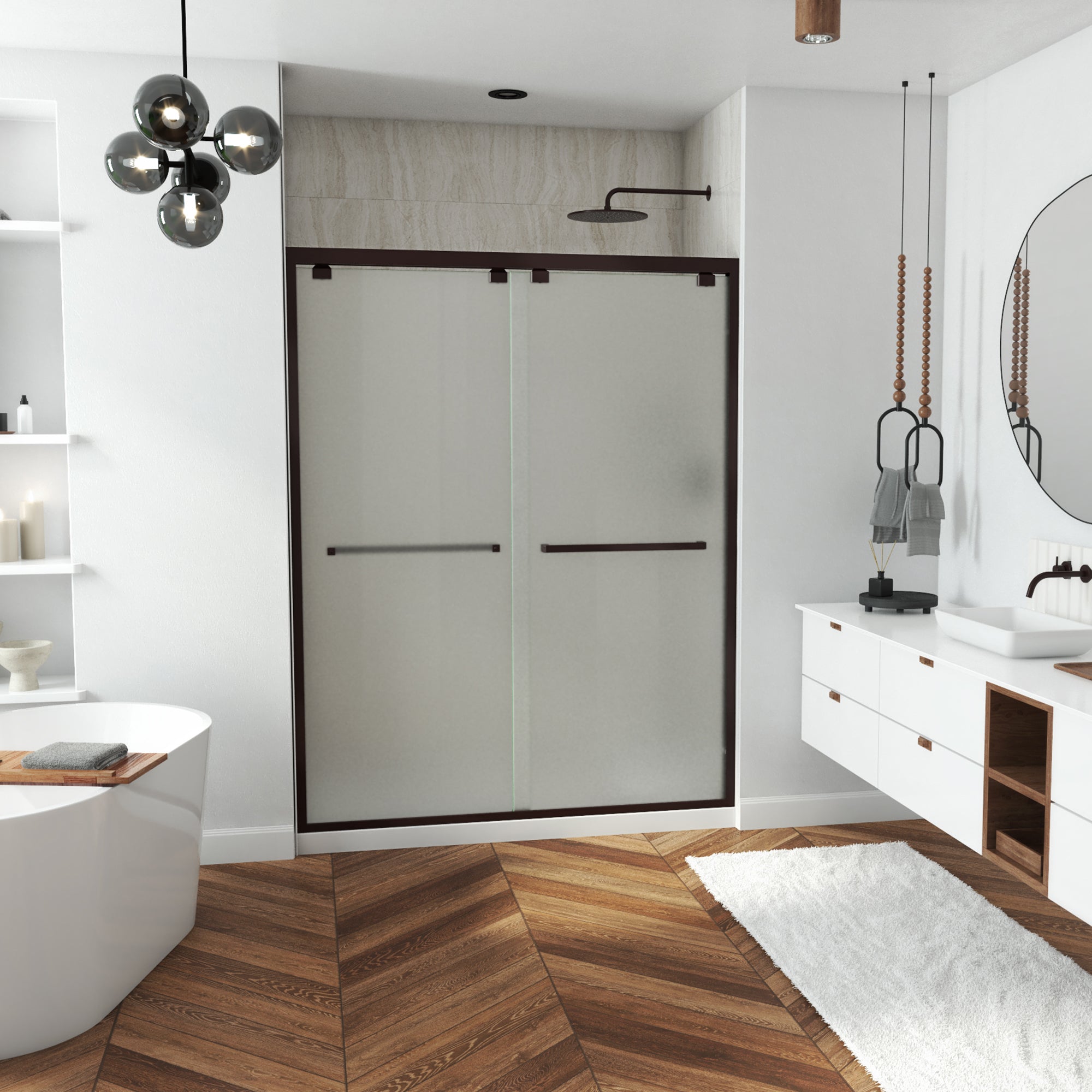 DreamLine Encore 56-60" W Bypass Sliding Door with Frosted Glass