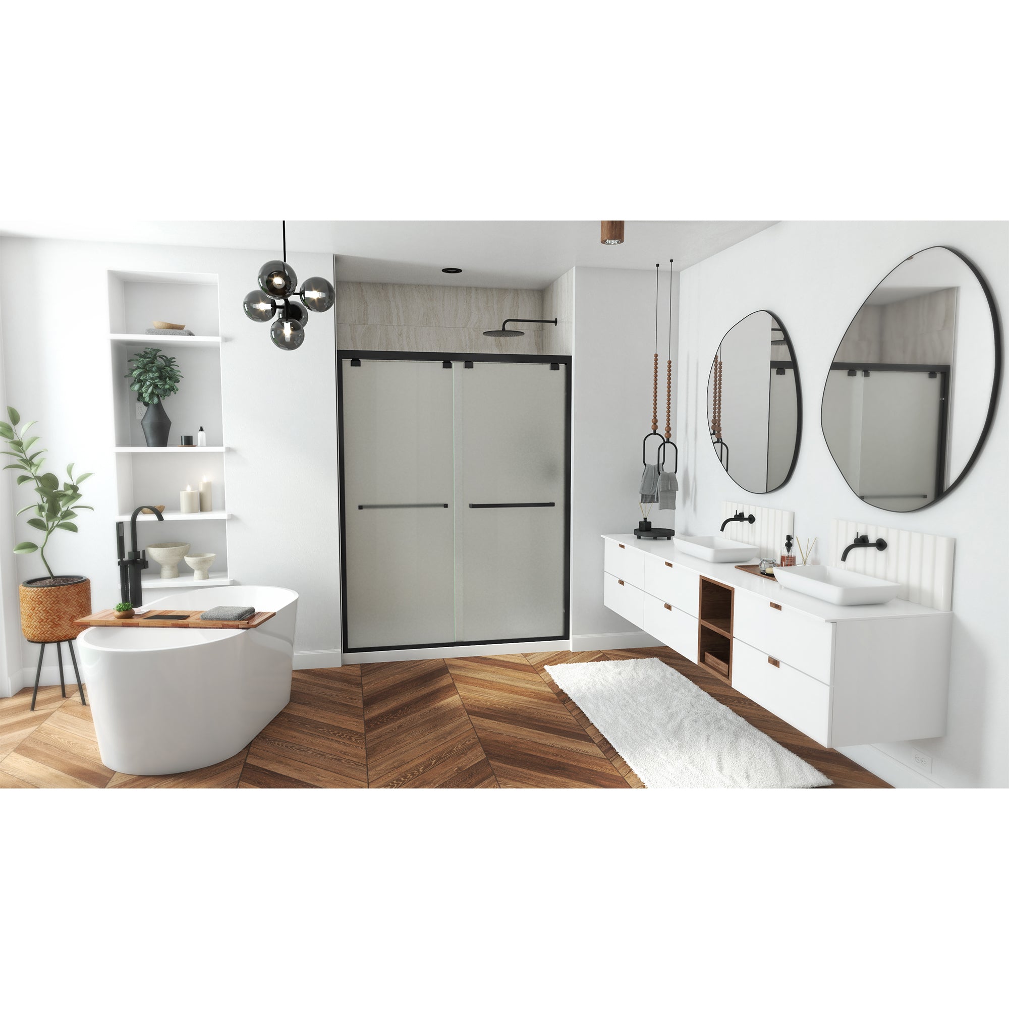 DreamLine Encore 56-60" W Bypass Sliding Door with Frosted Glass
